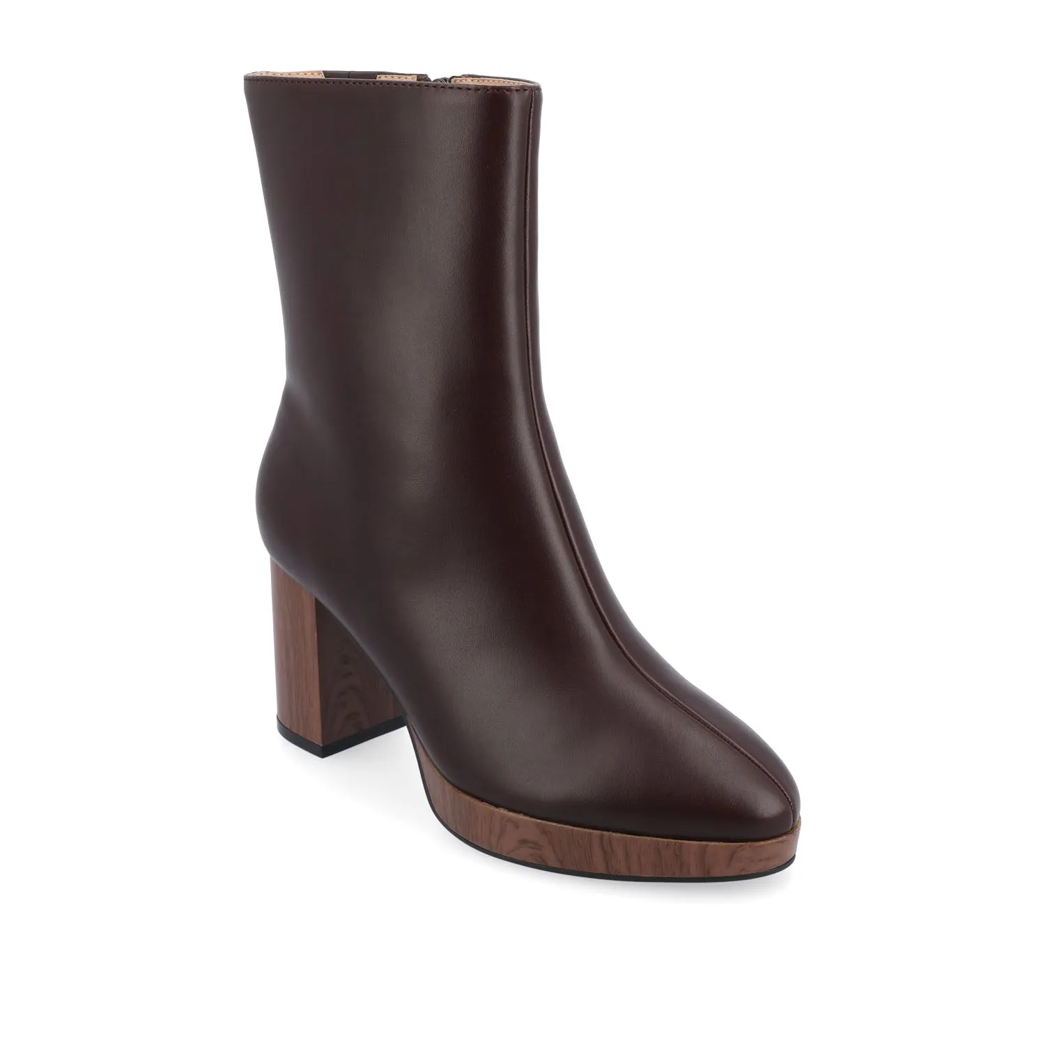 ROMER BLOCK HEEL BOOTIES IN FAUX LEATHER firm path