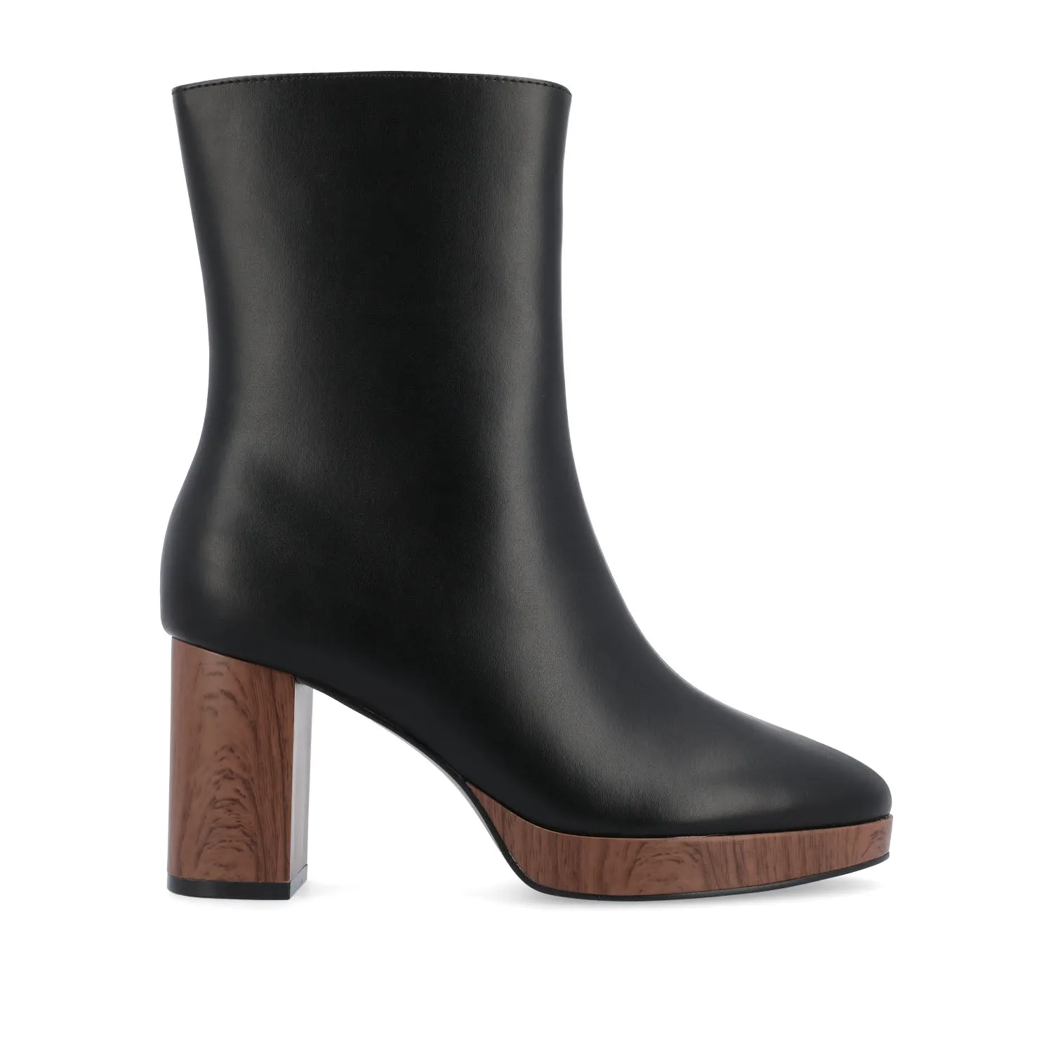 ROMER BLOCK HEEL BOOTIES IN FAUX LEATHER firm path