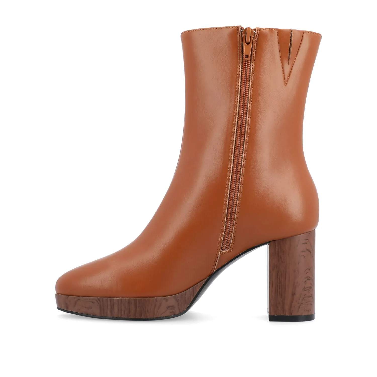 ROMER BLOCK HEEL BOOTIES IN FAUX LEATHER firm path