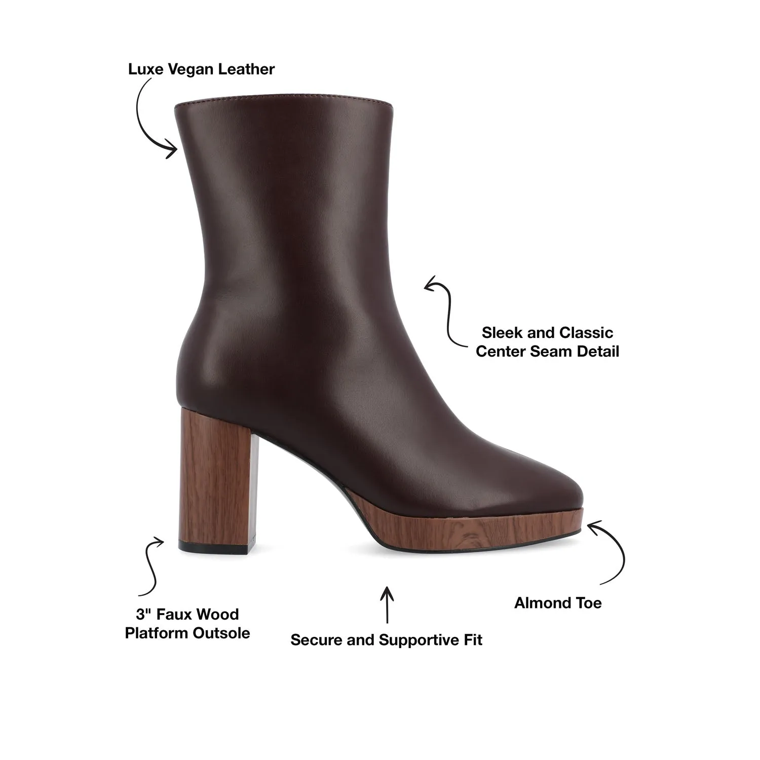 ROMER BLOCK HEEL BOOTIES IN FAUX LEATHER firm path