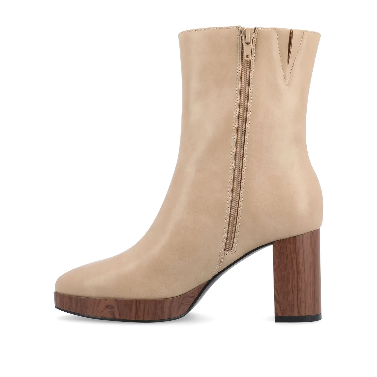 ROMER BLOCK HEEL BOOTIES IN FAUX LEATHER firm path