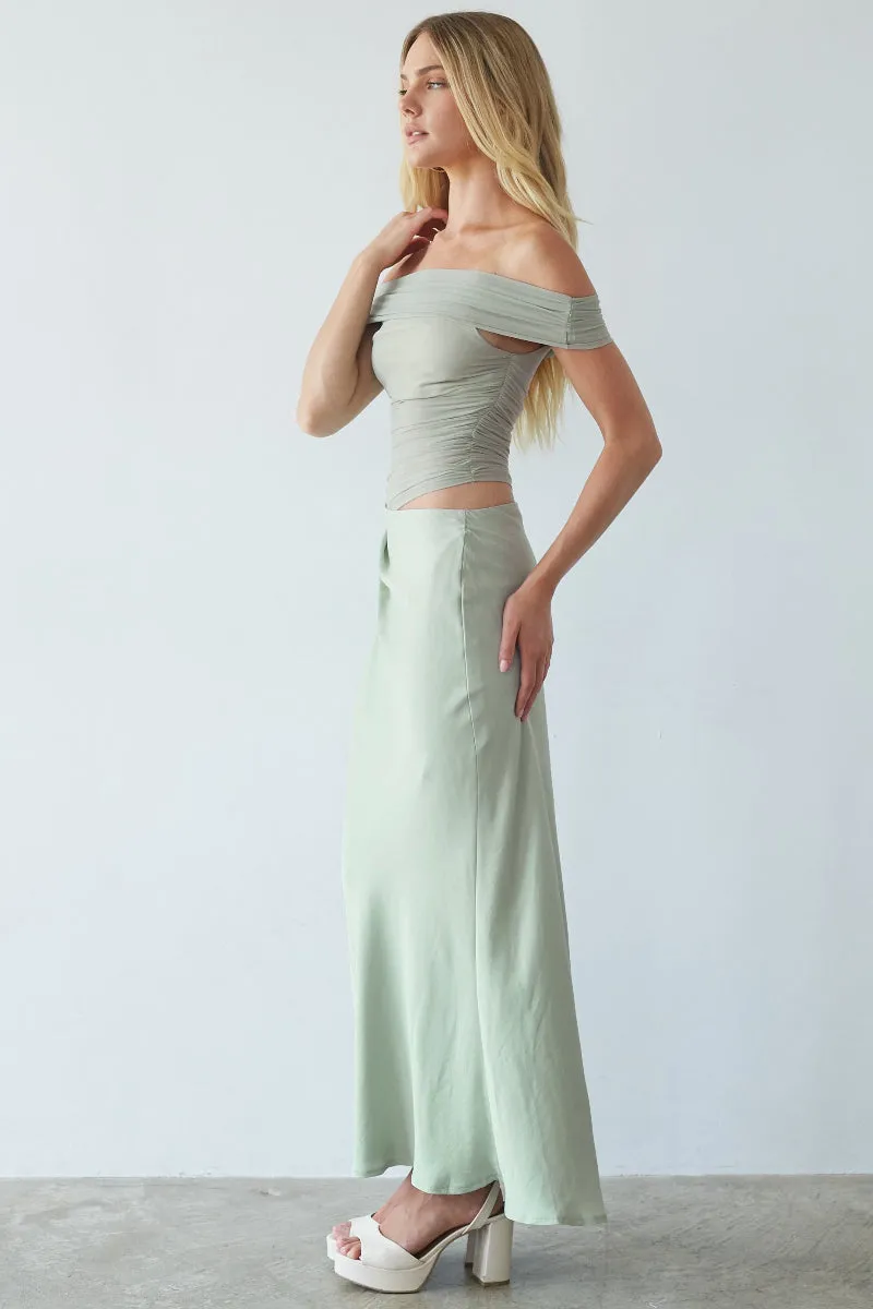 Rosalia Mesh Maxi Dress stone beige