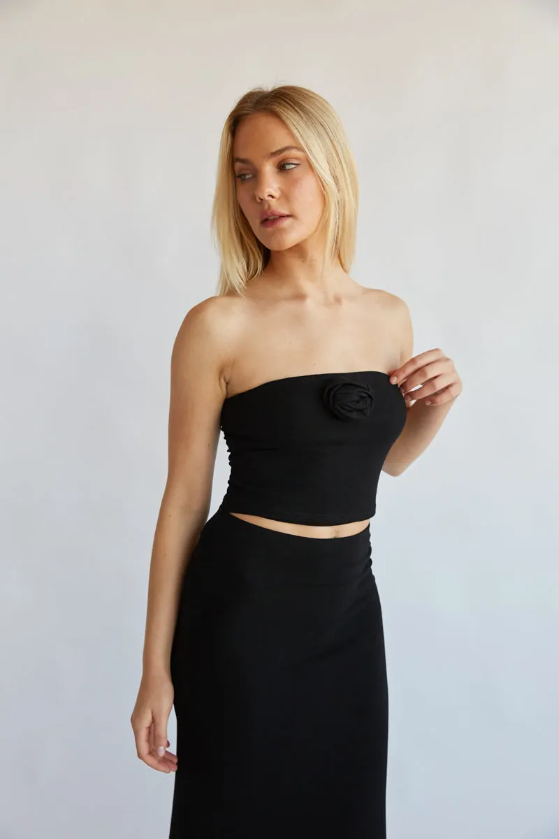 Rosalyn Rosette Tube Top denim friend