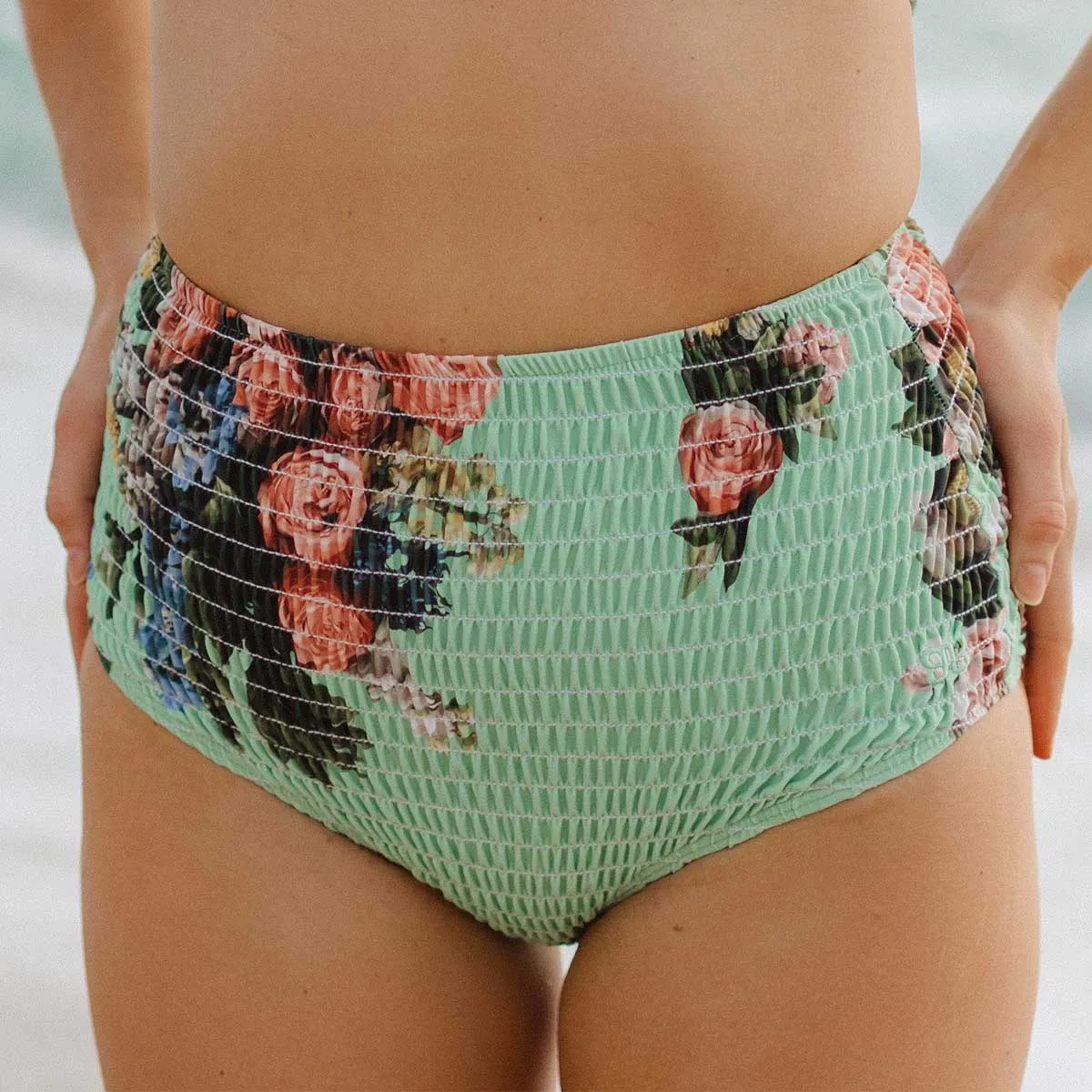 Rose Mint Smocked High-Waisted Bottoms petite fit