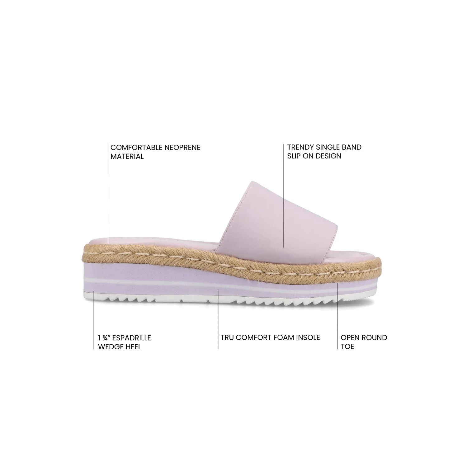 ROSEY ESPADRILLE WEDGE HEELED SLIDE SANDALS IN STATEMENT silent time