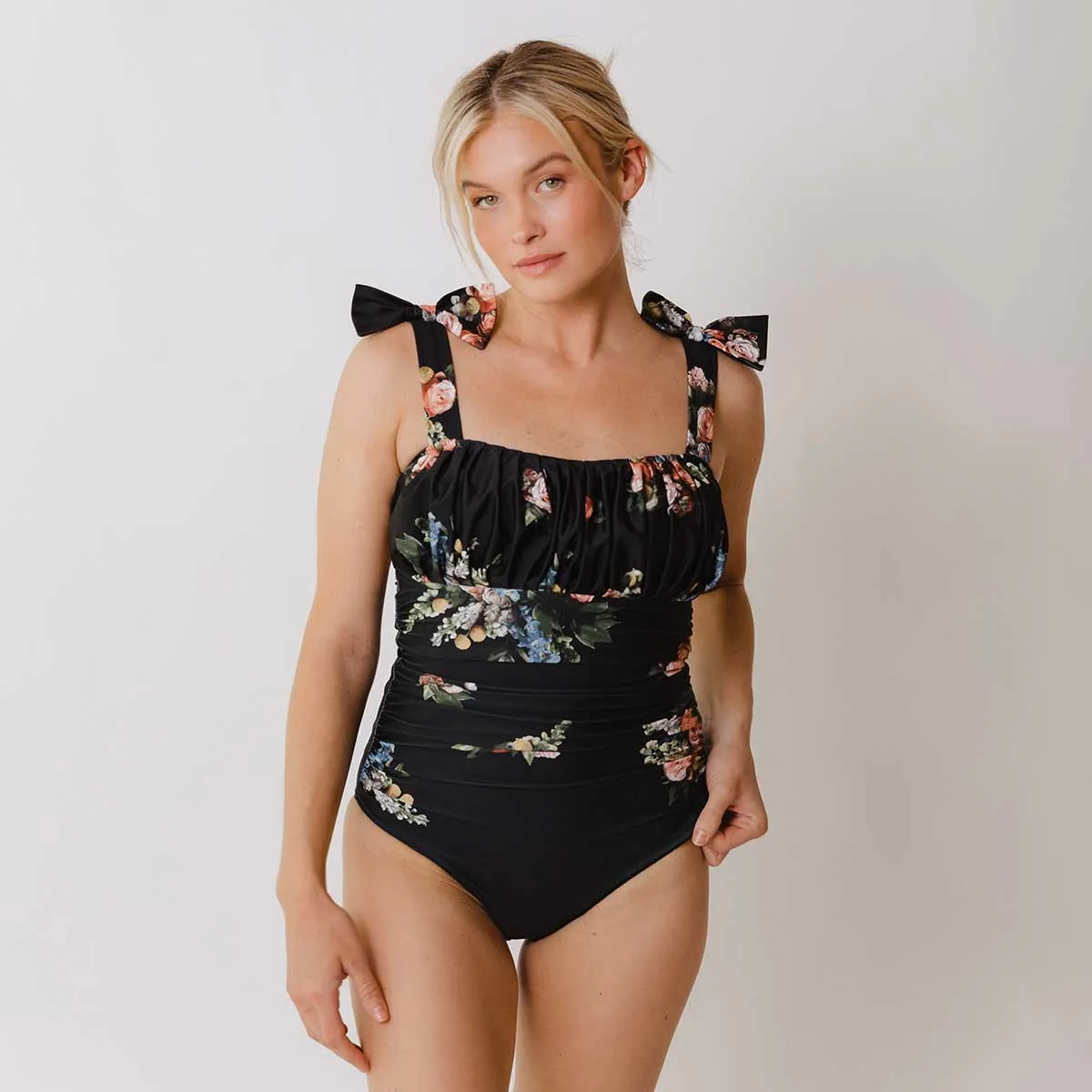 Ruched Bow One-Piece, Rose Black sea breeze