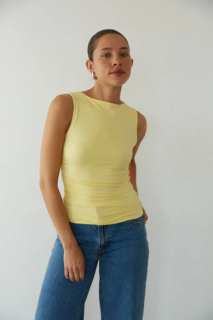 Rylee Ruched Boat Neck Top winter wrap
