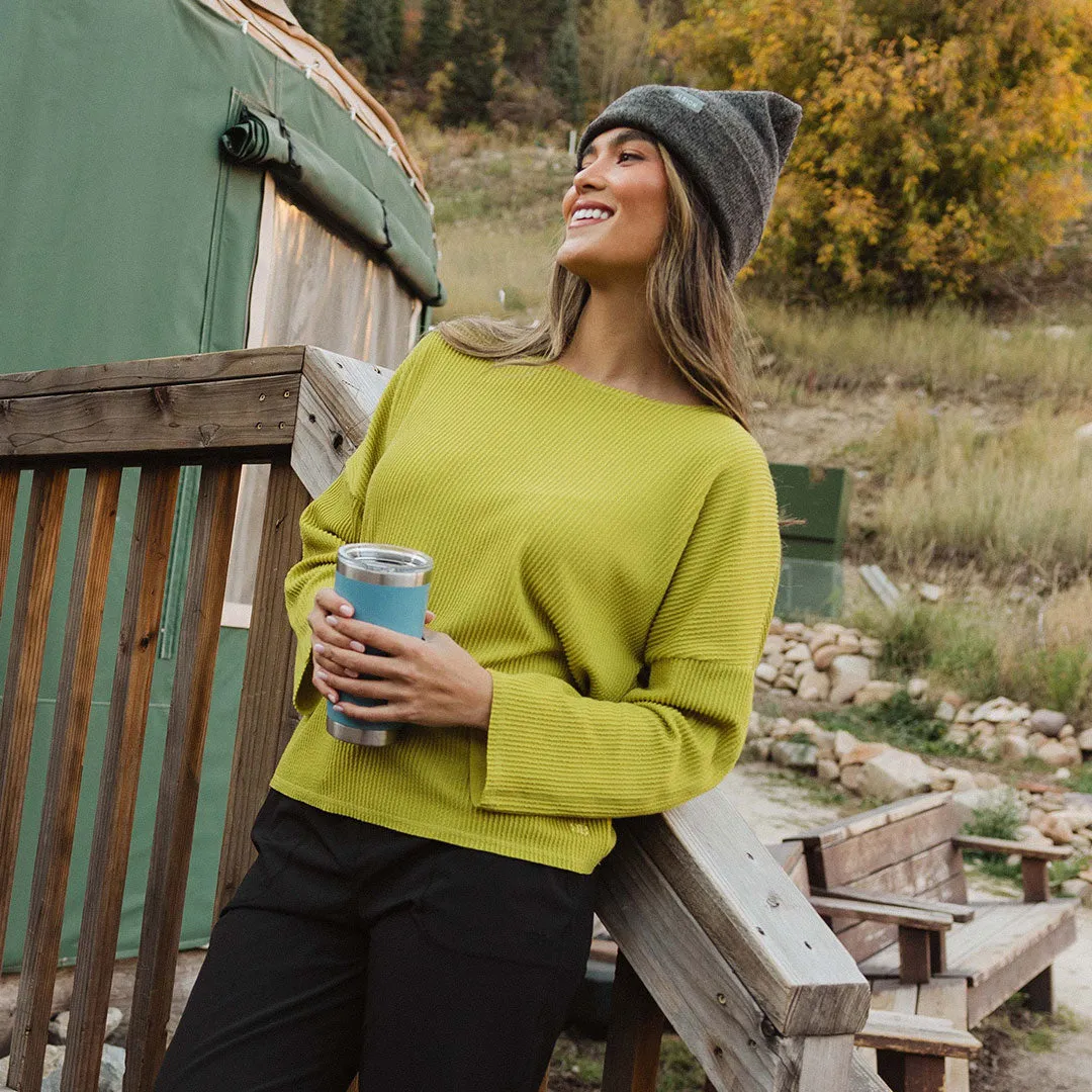 Sabrina Ribbed Pullover, Chartreuse fuzzy dream