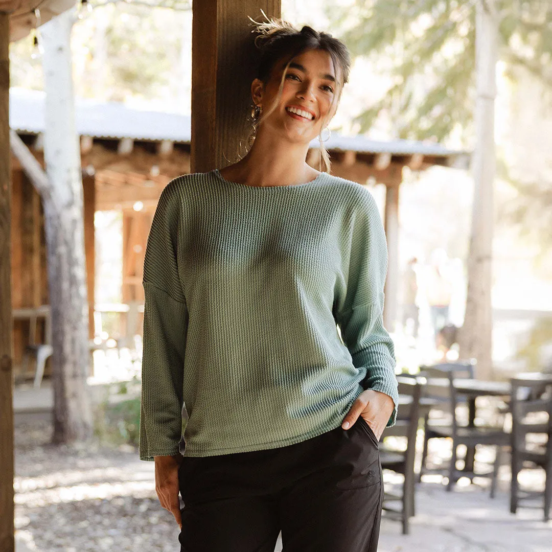 Sabrina Ribbed Pullover, Deep Spa hood soft