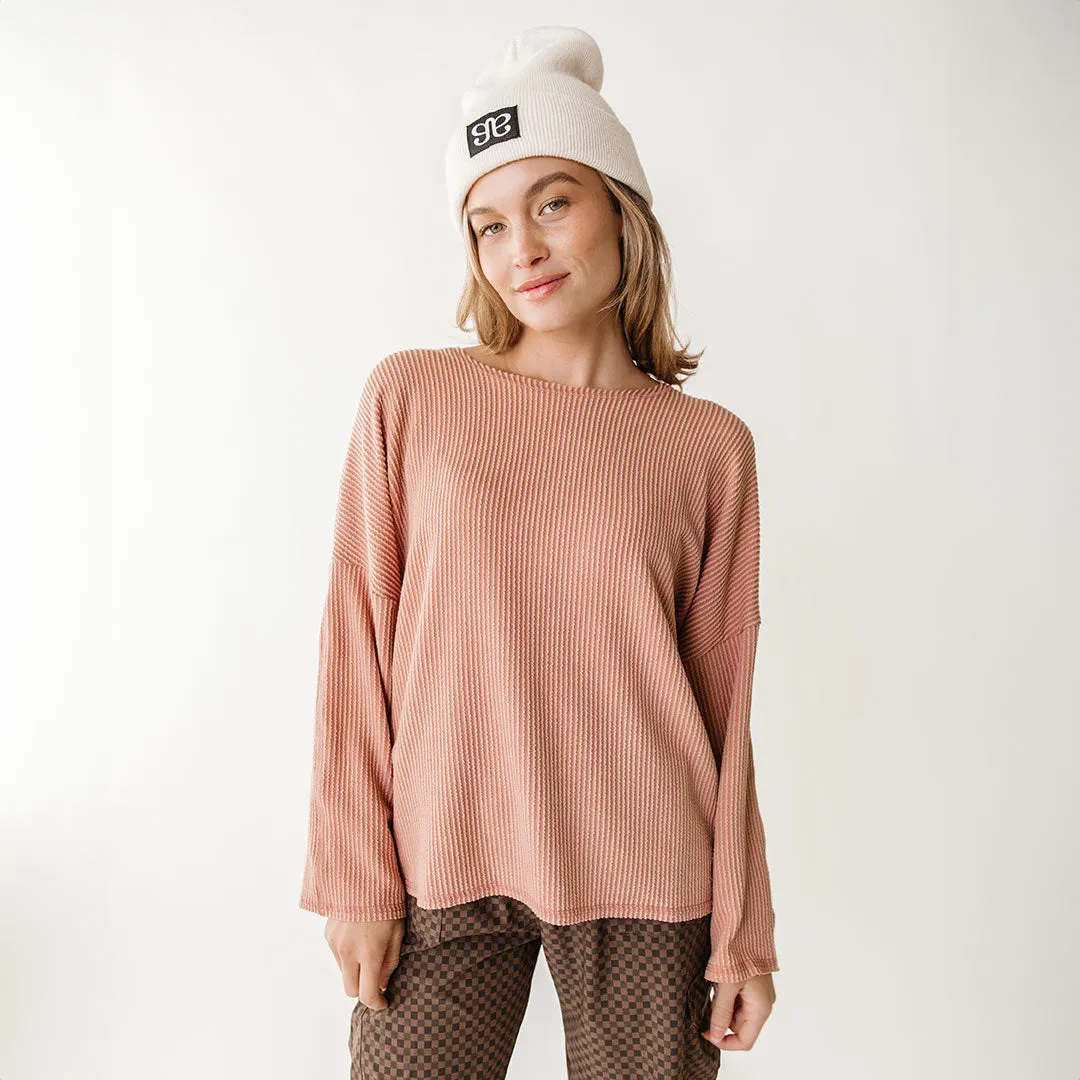 Sabrina Ribbed Pullover, Dusty Rose euro sharp
