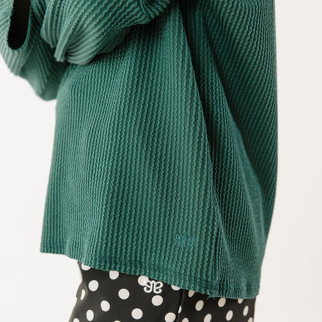 Sabrina Ribbed Pullover, Hunter Green mom wear
