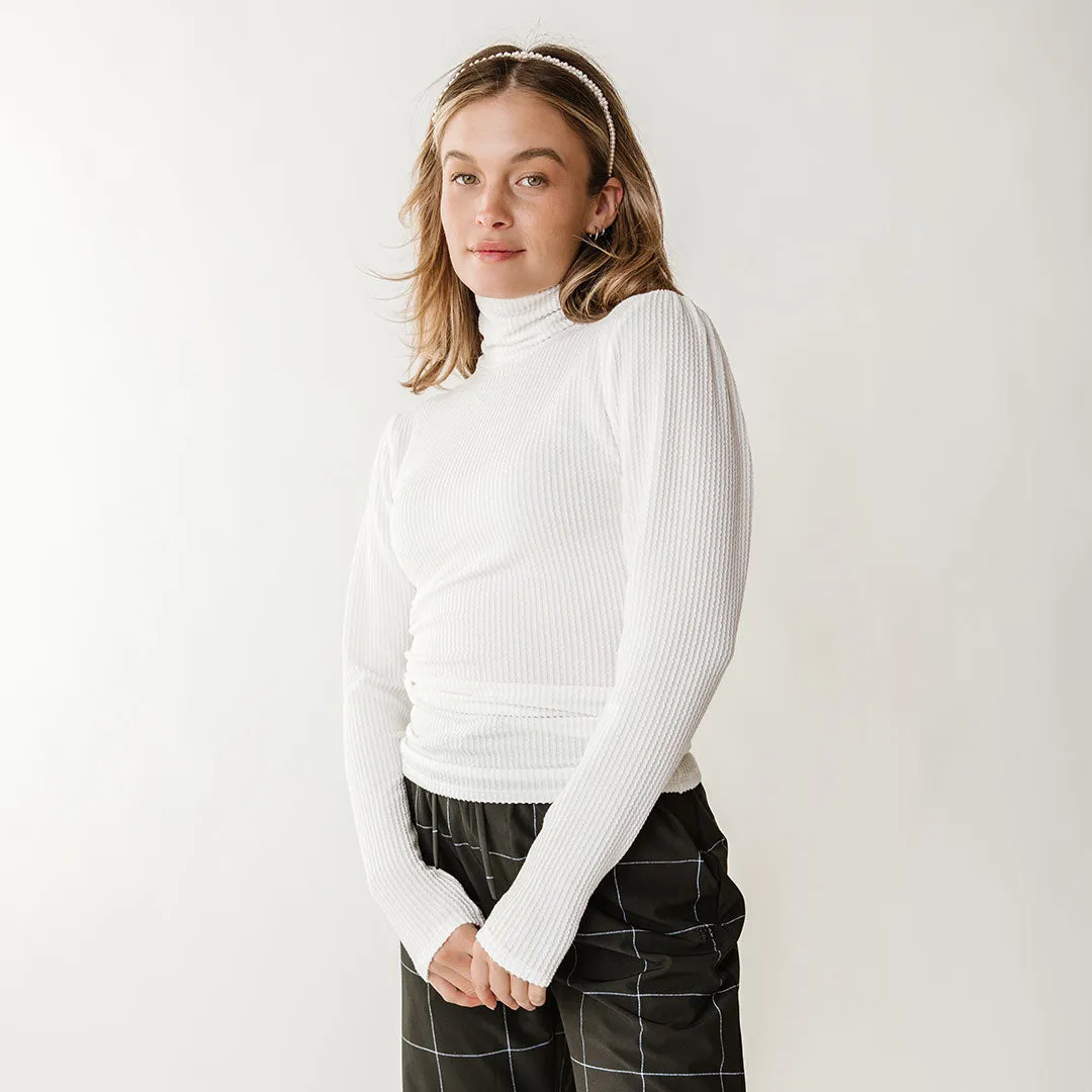 Sabrina Ribbed Turtleneck, White client clean