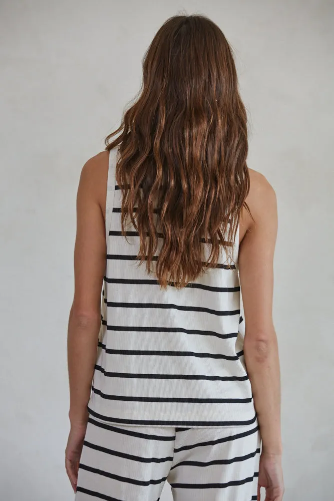 Sailor Striped Ribbed Tank fall tone