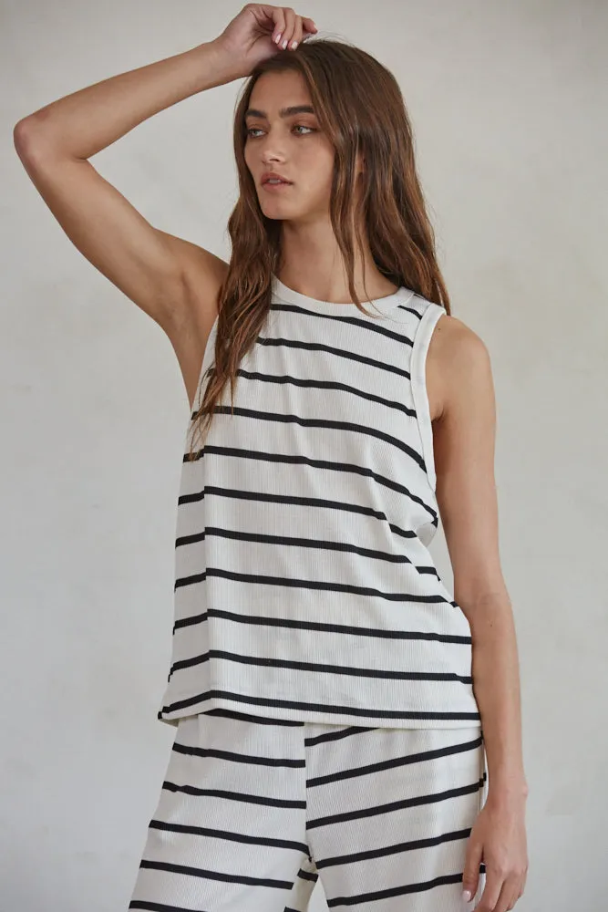 Sailor Striped Ribbed Tank fall tone