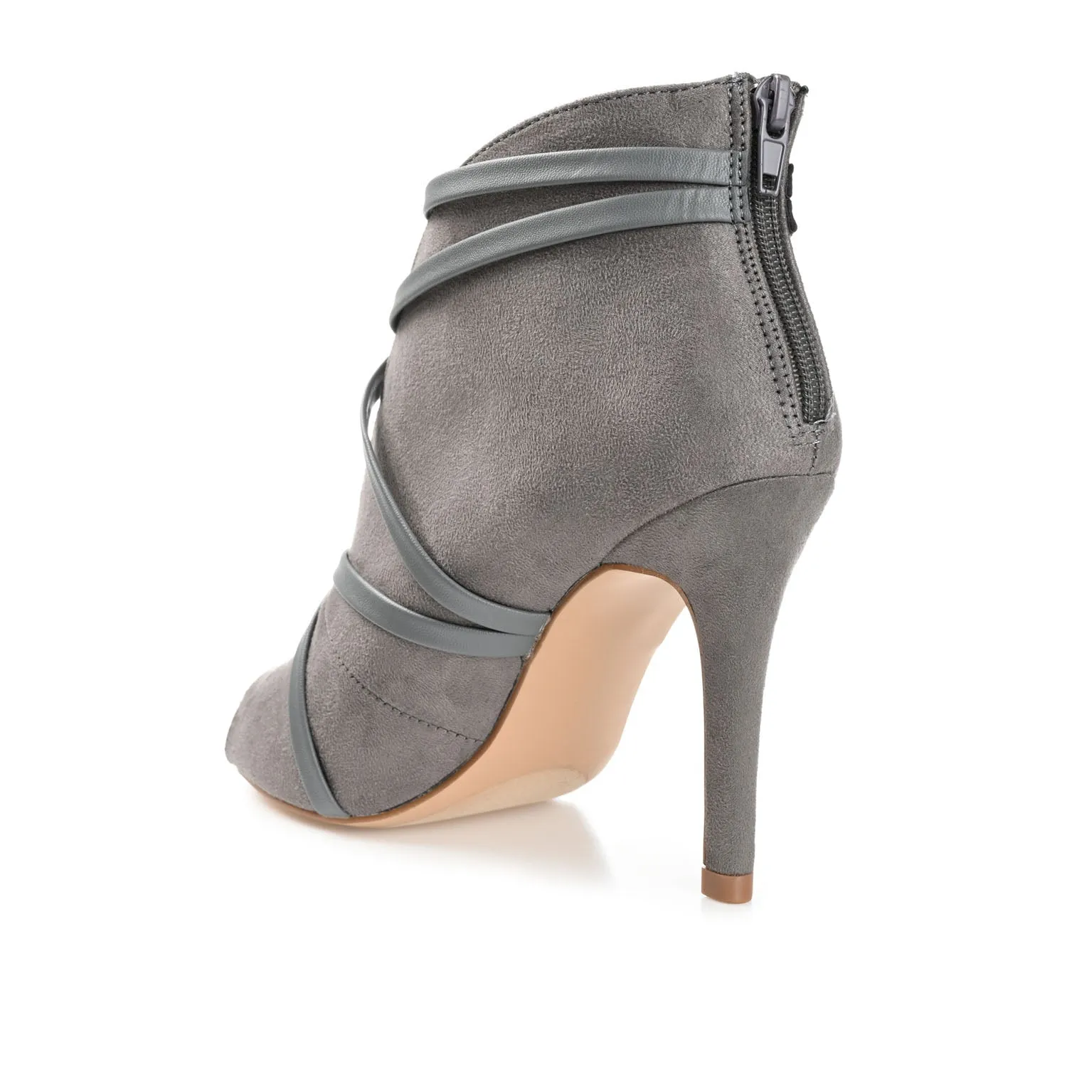 SAMARA STILETTO HEELED BOOTIES IN FAUX SUEDE coat ready