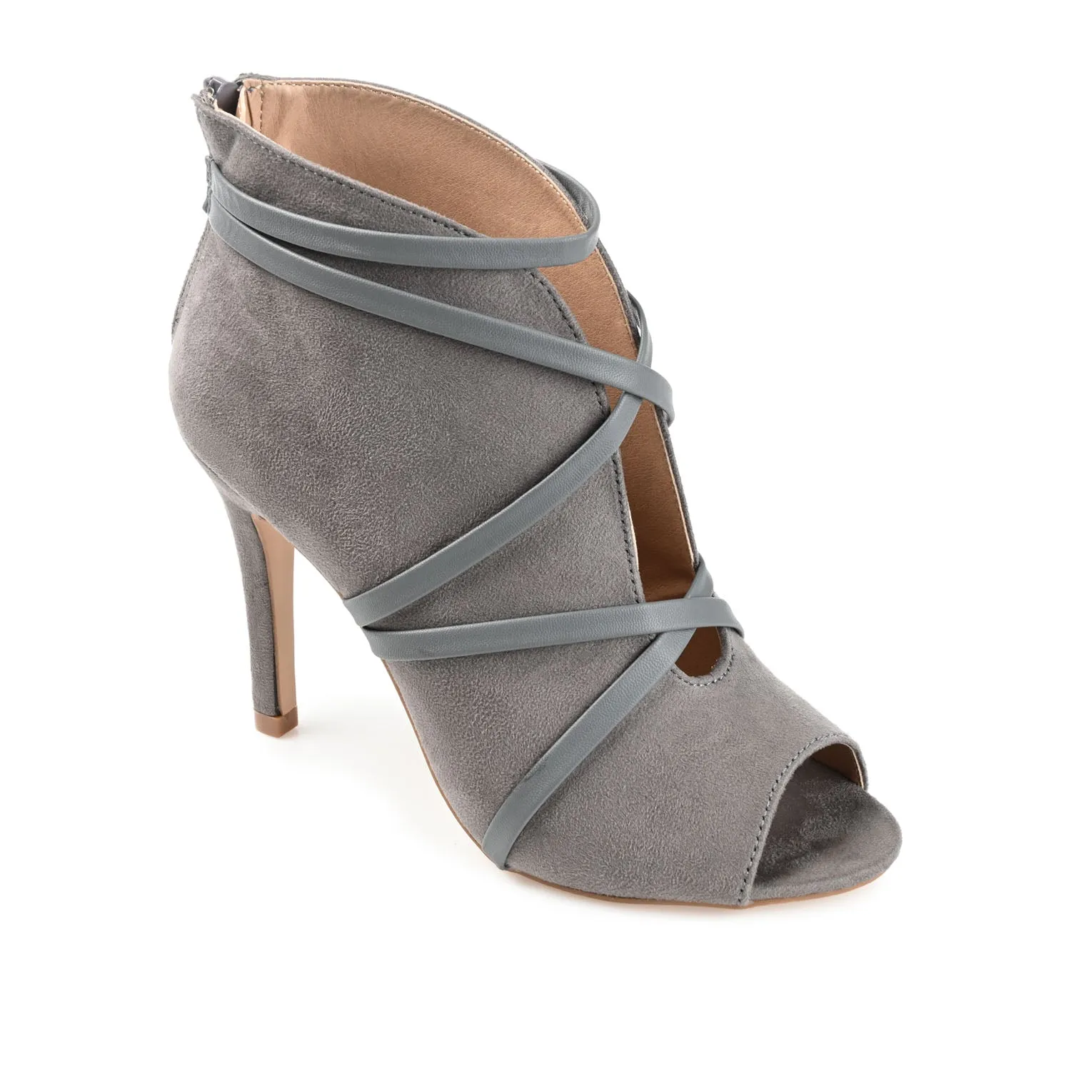 SAMARA STILETTO HEELED BOOTIES IN FAUX SUEDE coat ready