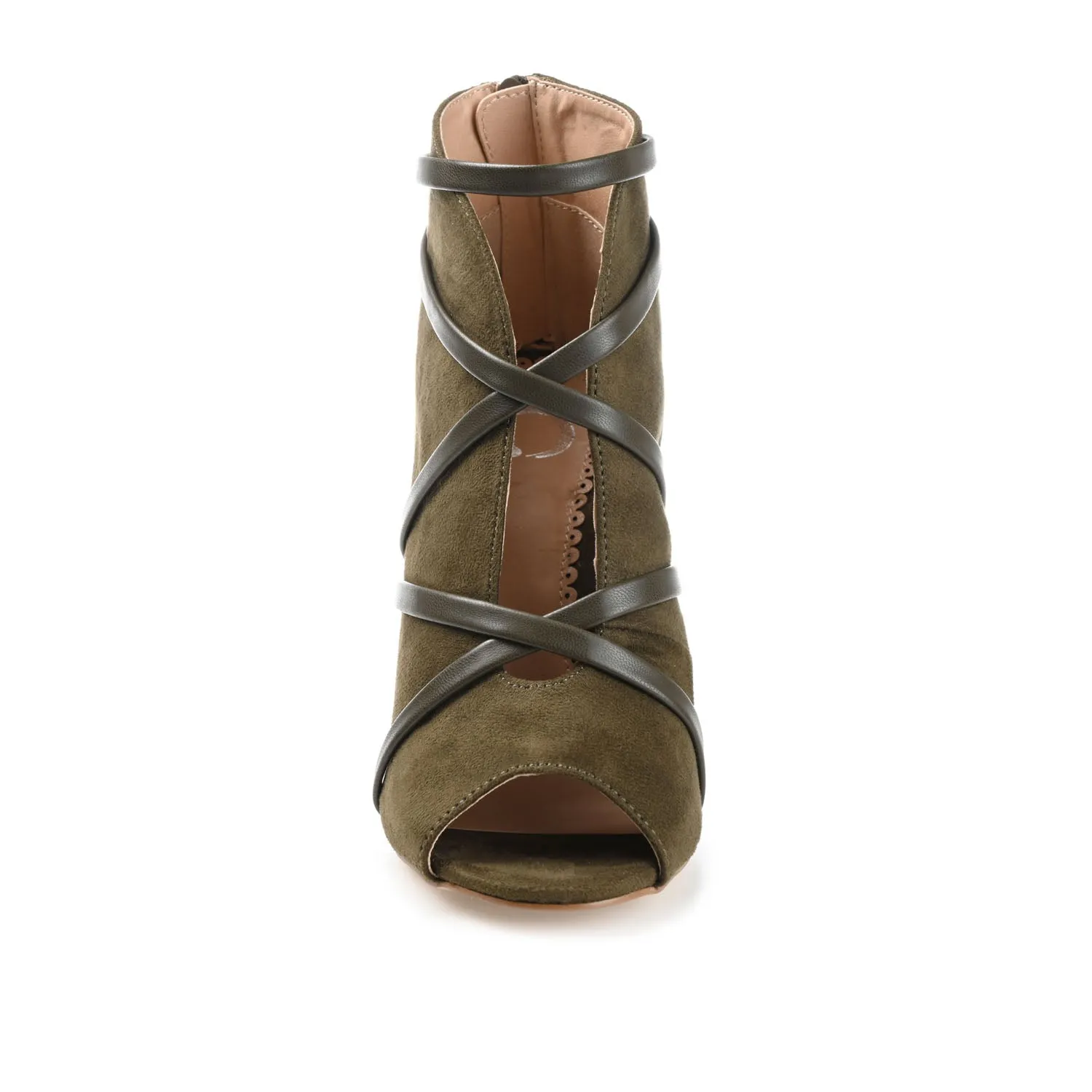SAMARA STILETTO HEELED BOOTIES IN FAUX SUEDE coat ready