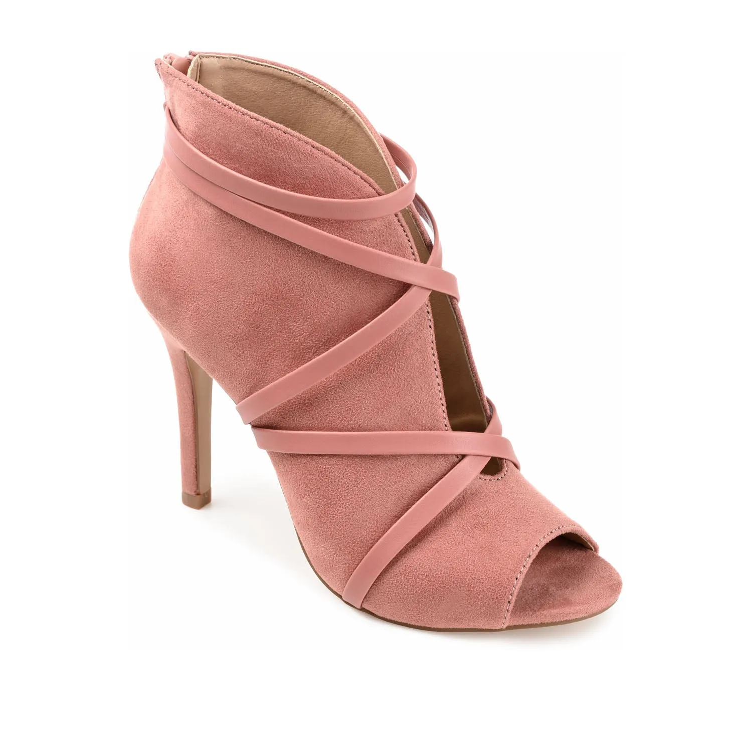 SAMARA STILETTO HEELED BOOTIES IN FAUX SUEDE coat ready