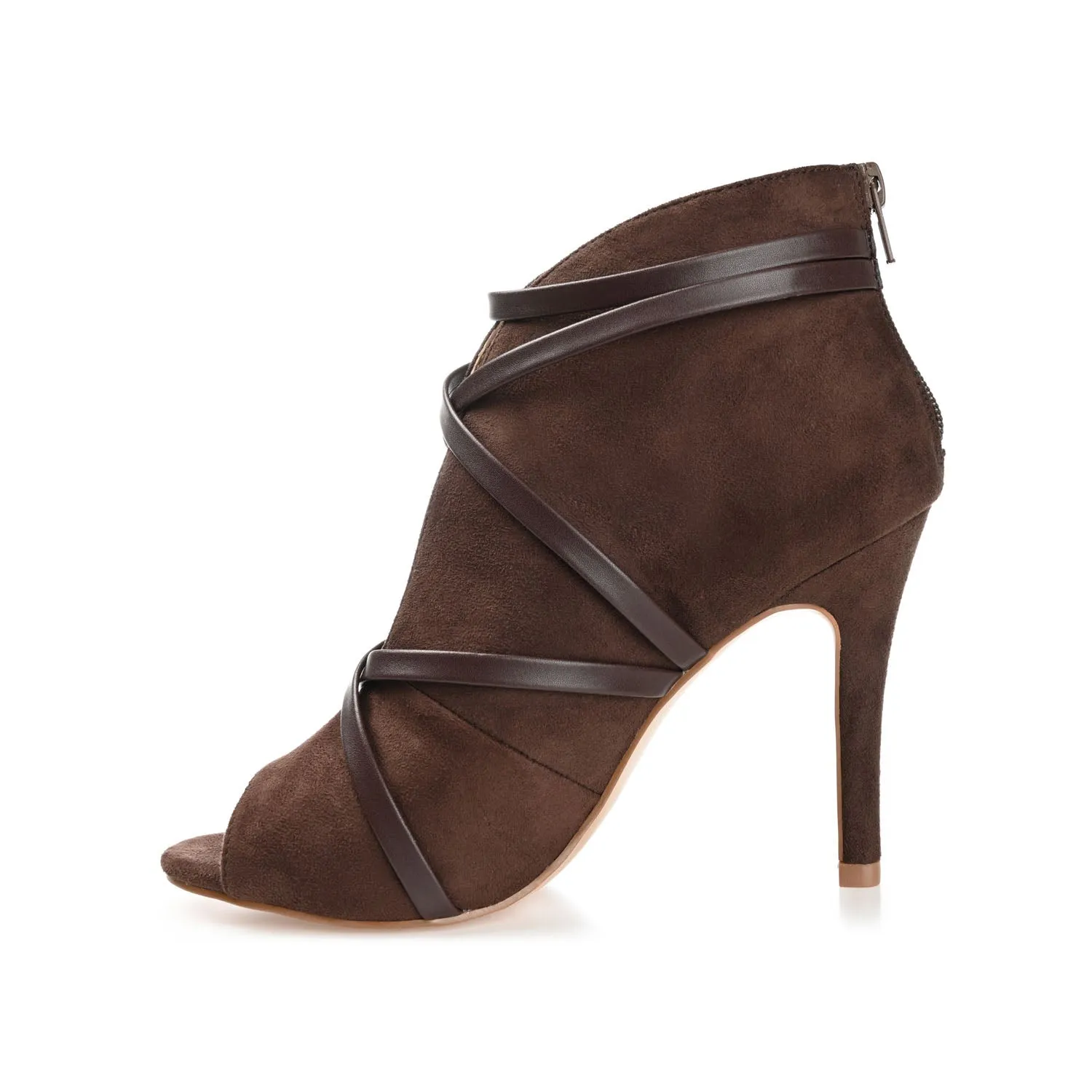 SAMARA STILETTO HEELED BOOTIES IN FAUX SUEDE coat ready