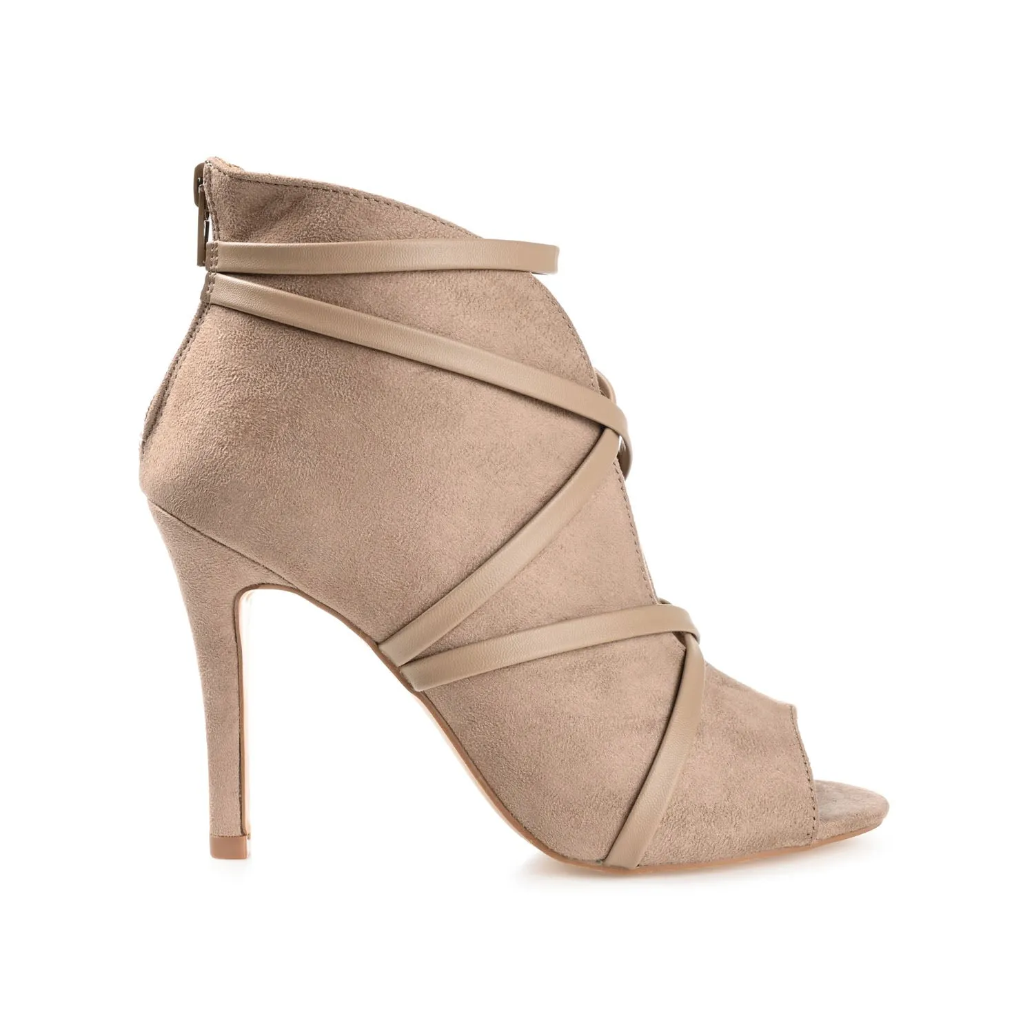 SAMARA STILETTO HEELED BOOTIES IN FAUX SUEDE coat ready