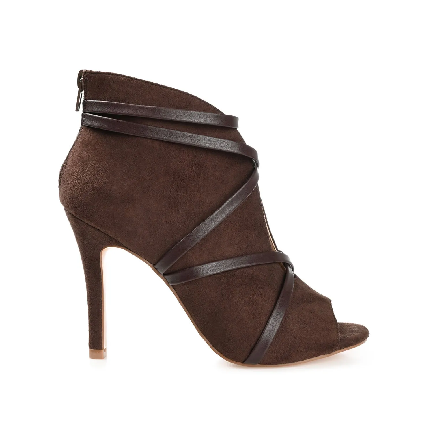 SAMARA STILETTO HEELED BOOTIES IN FAUX SUEDE coat ready