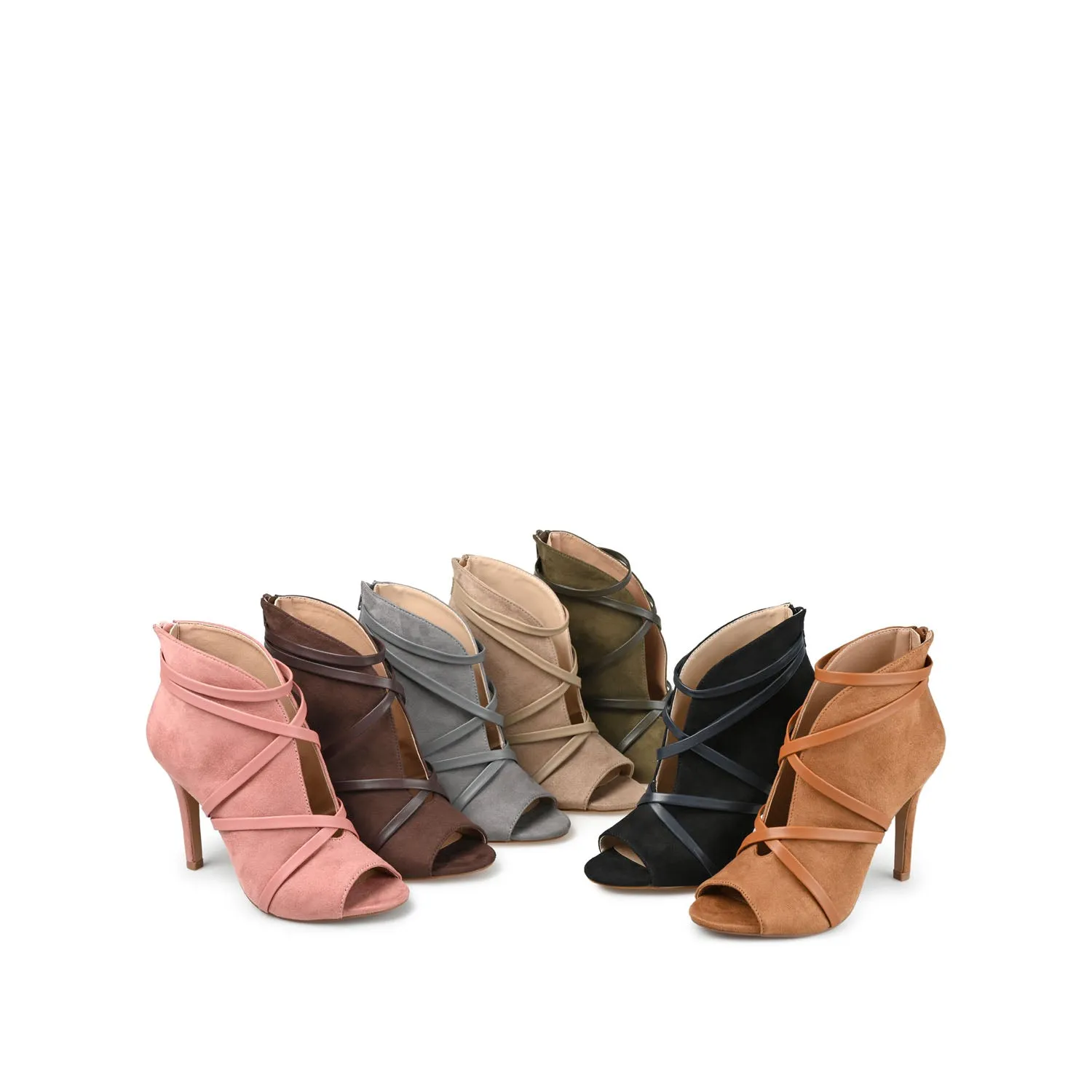 SAMARA STILETTO HEELED BOOTIES IN FAUX SUEDE coat ready