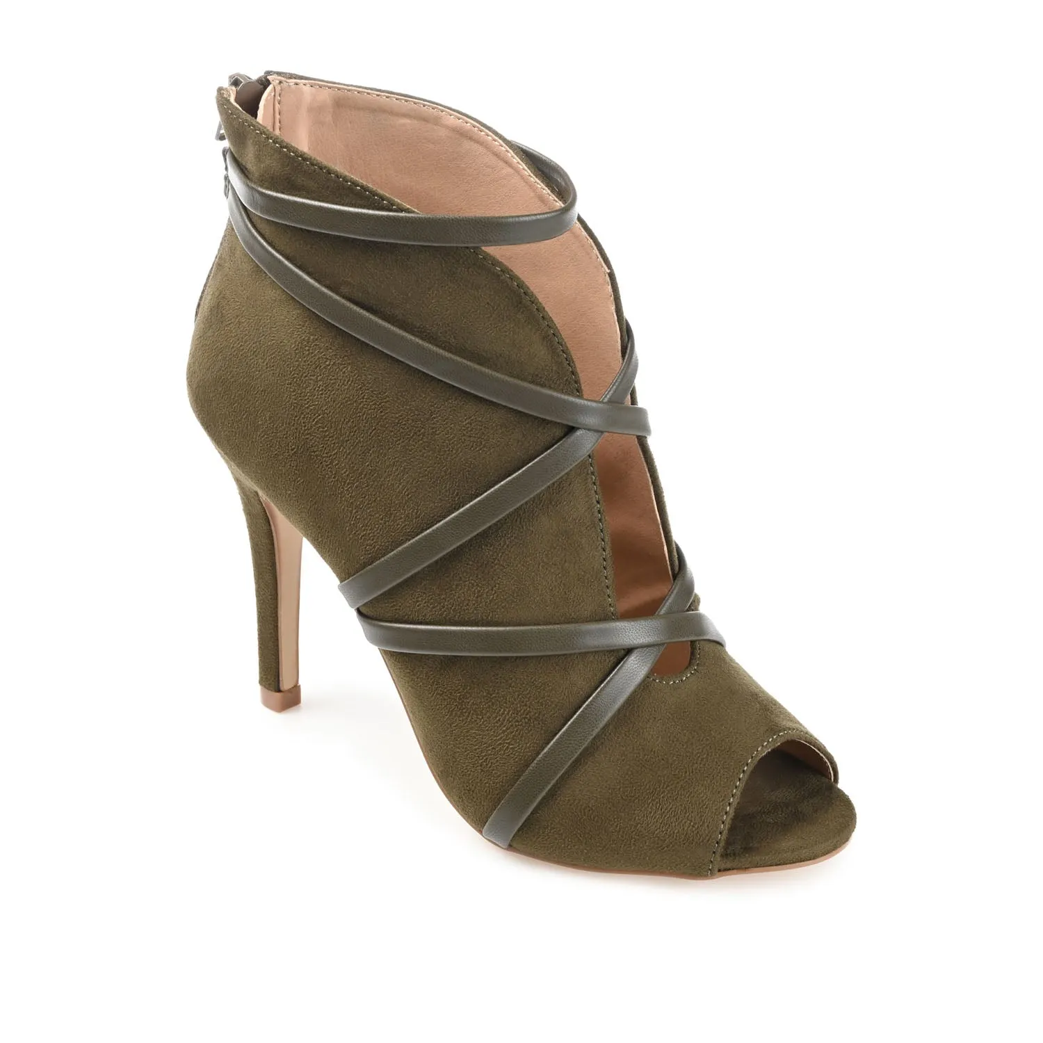 SAMARA STILETTO HEELED BOOTIES IN FAUX SUEDE coat ready