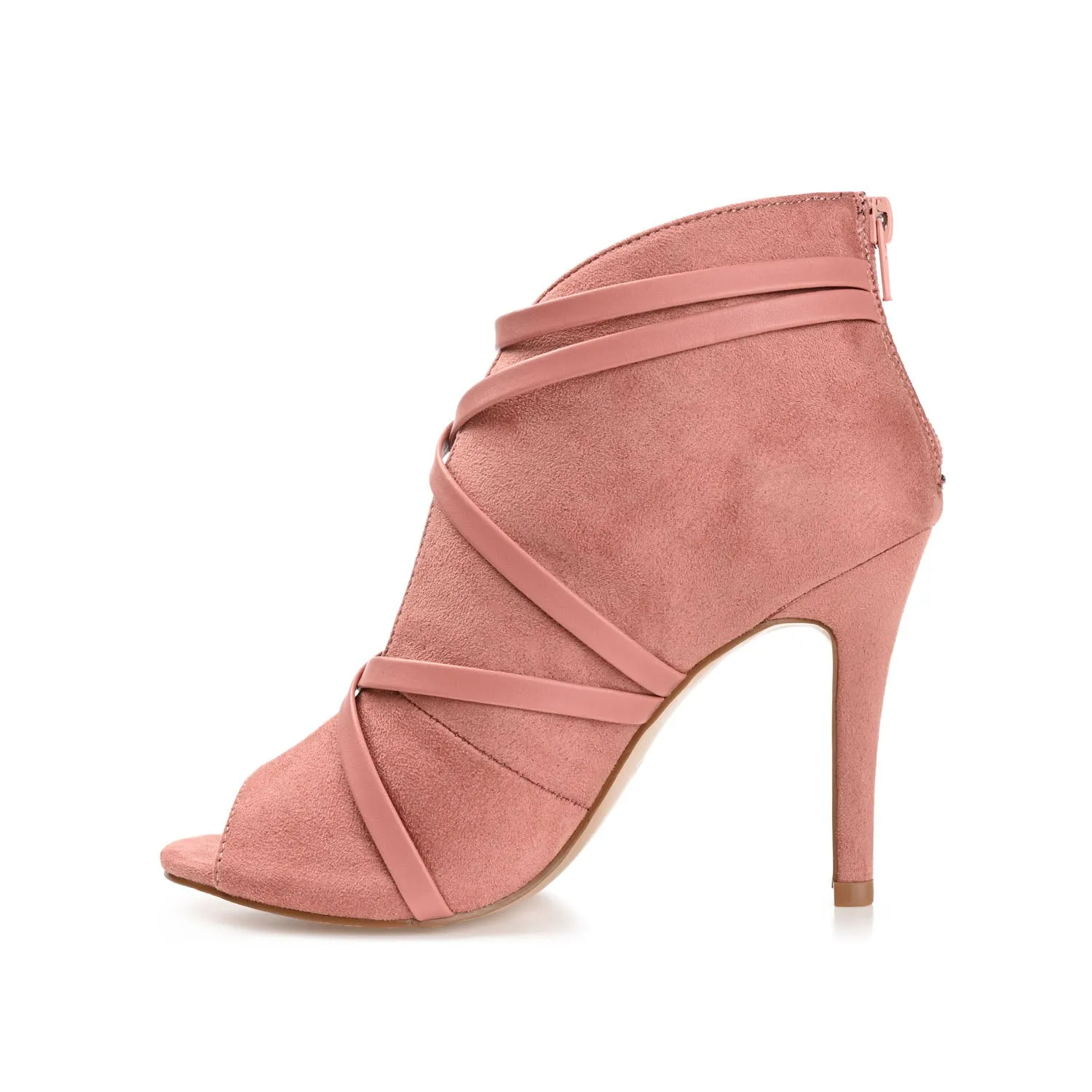 SAMARA STILETTO HEELED BOOTIES IN FAUX SUEDE coat ready