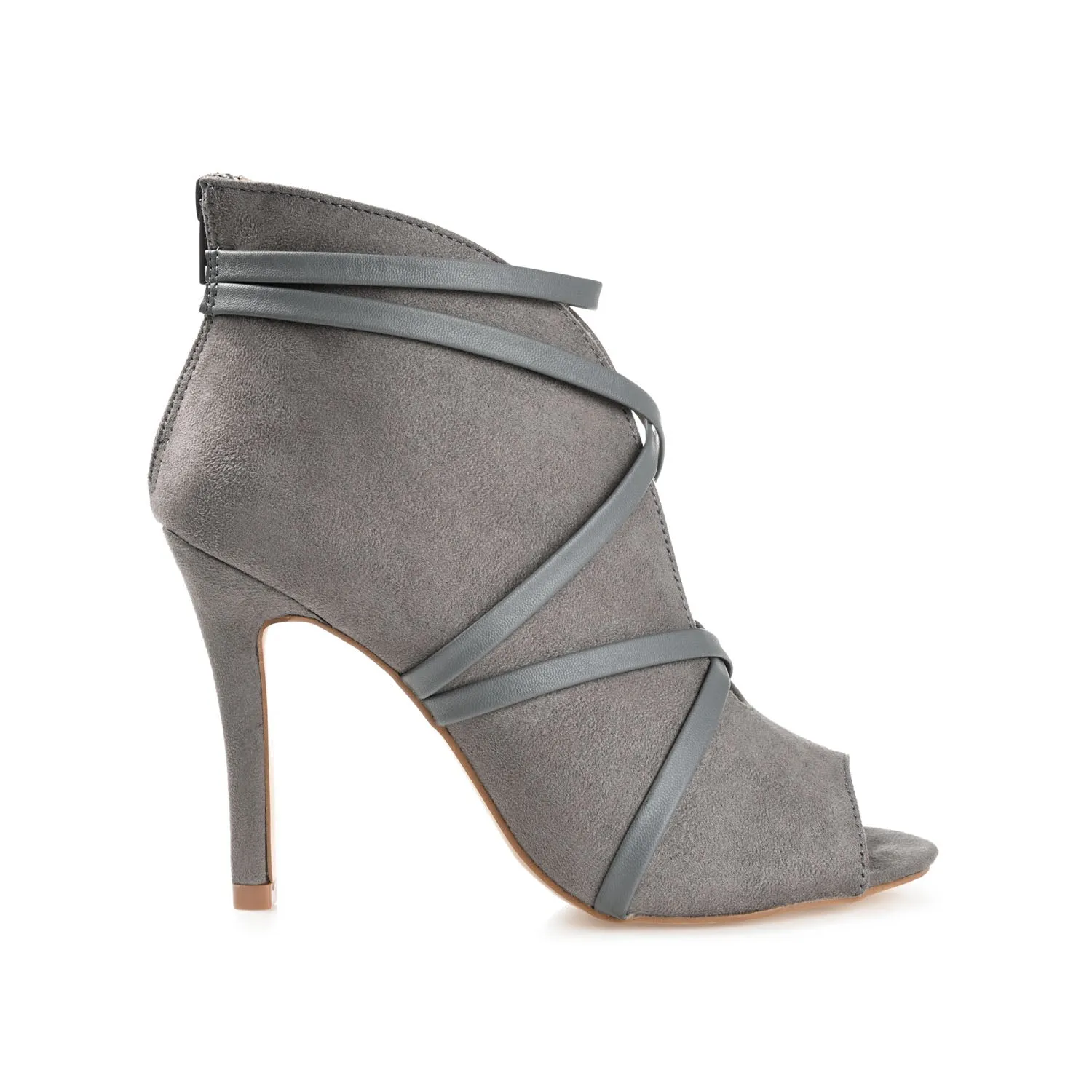 SAMARA STILETTO HEELED BOOTIES IN FAUX SUEDE coat ready