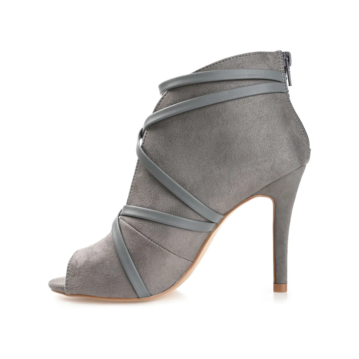 SAMARA STILETTO HEELED BOOTIES IN FAUX SUEDE coat ready