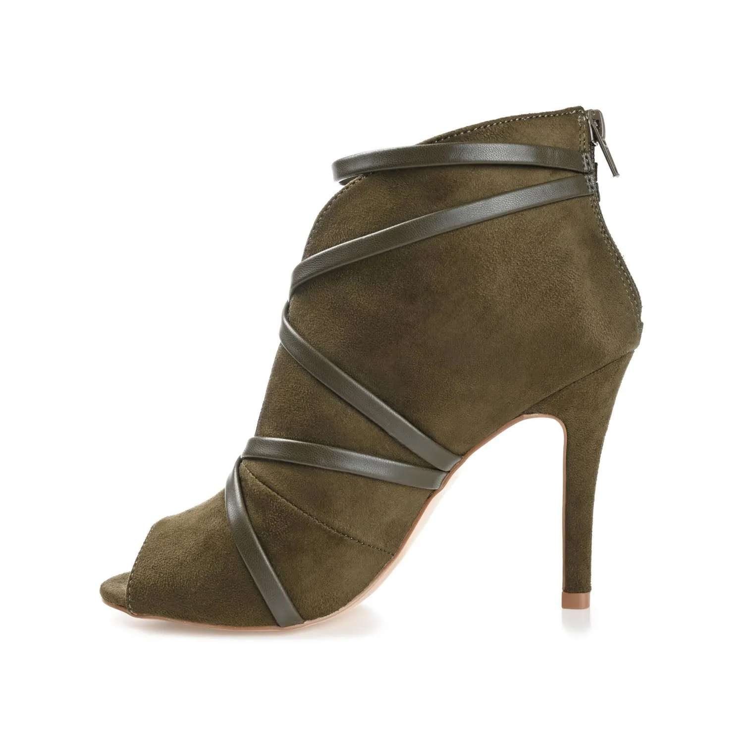 SAMARA STILETTO HEELED BOOTIES IN FAUX SUEDE coat ready