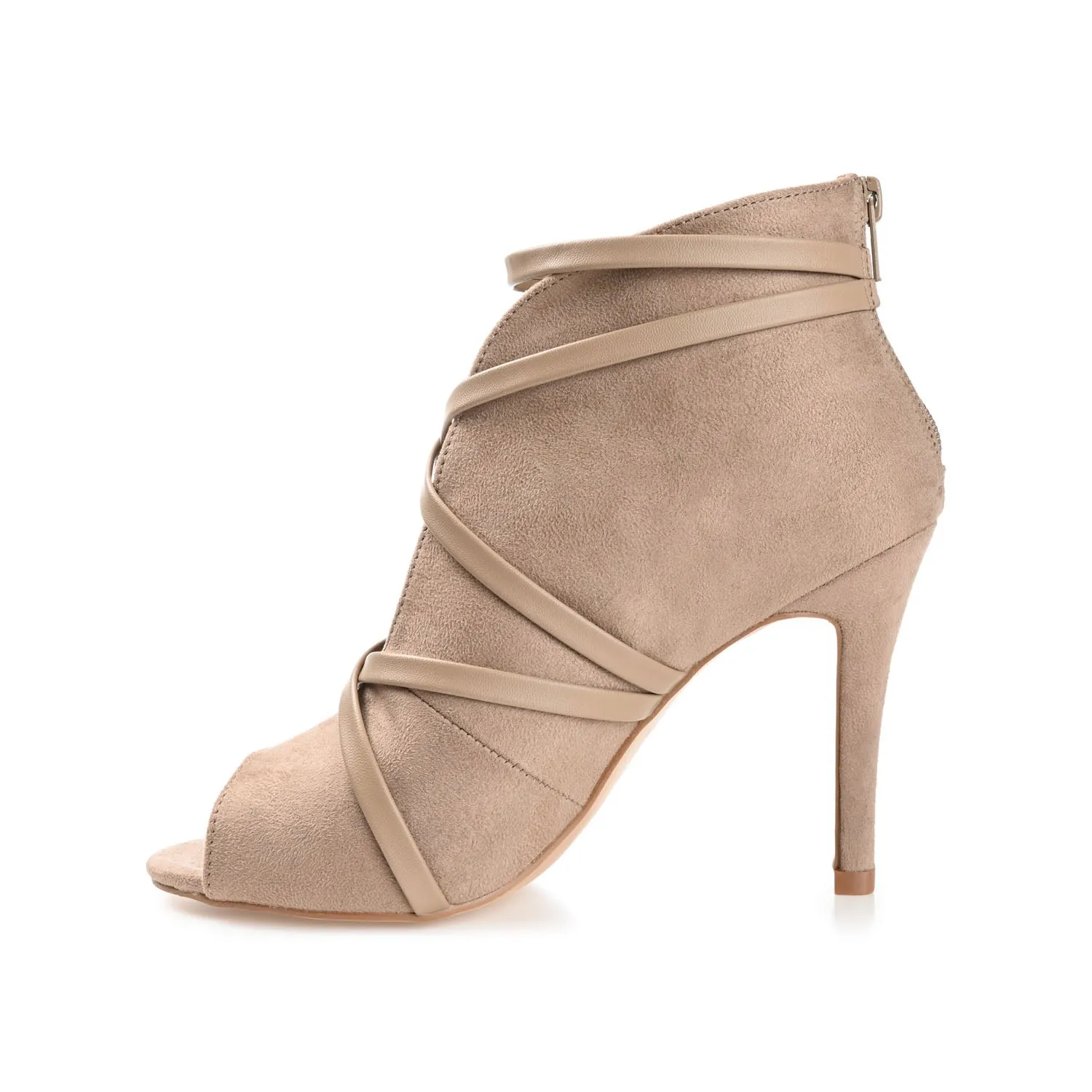SAMARA STILETTO HEELED BOOTIES IN FAUX SUEDE coat ready