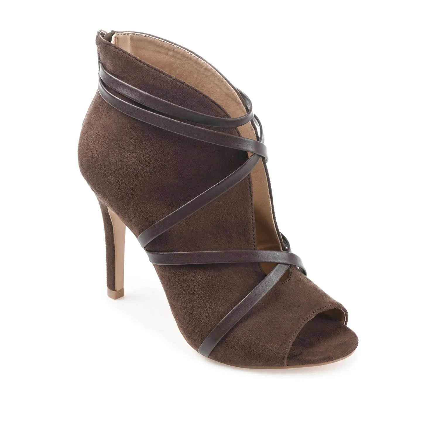 SAMARA STILETTO HEELED BOOTIES IN FAUX SUEDE coat ready
