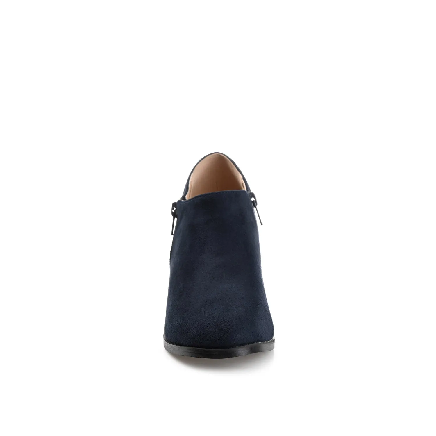 SANZI ZIP-UP BOOTIES IN FAUX SUEDE skirt pair