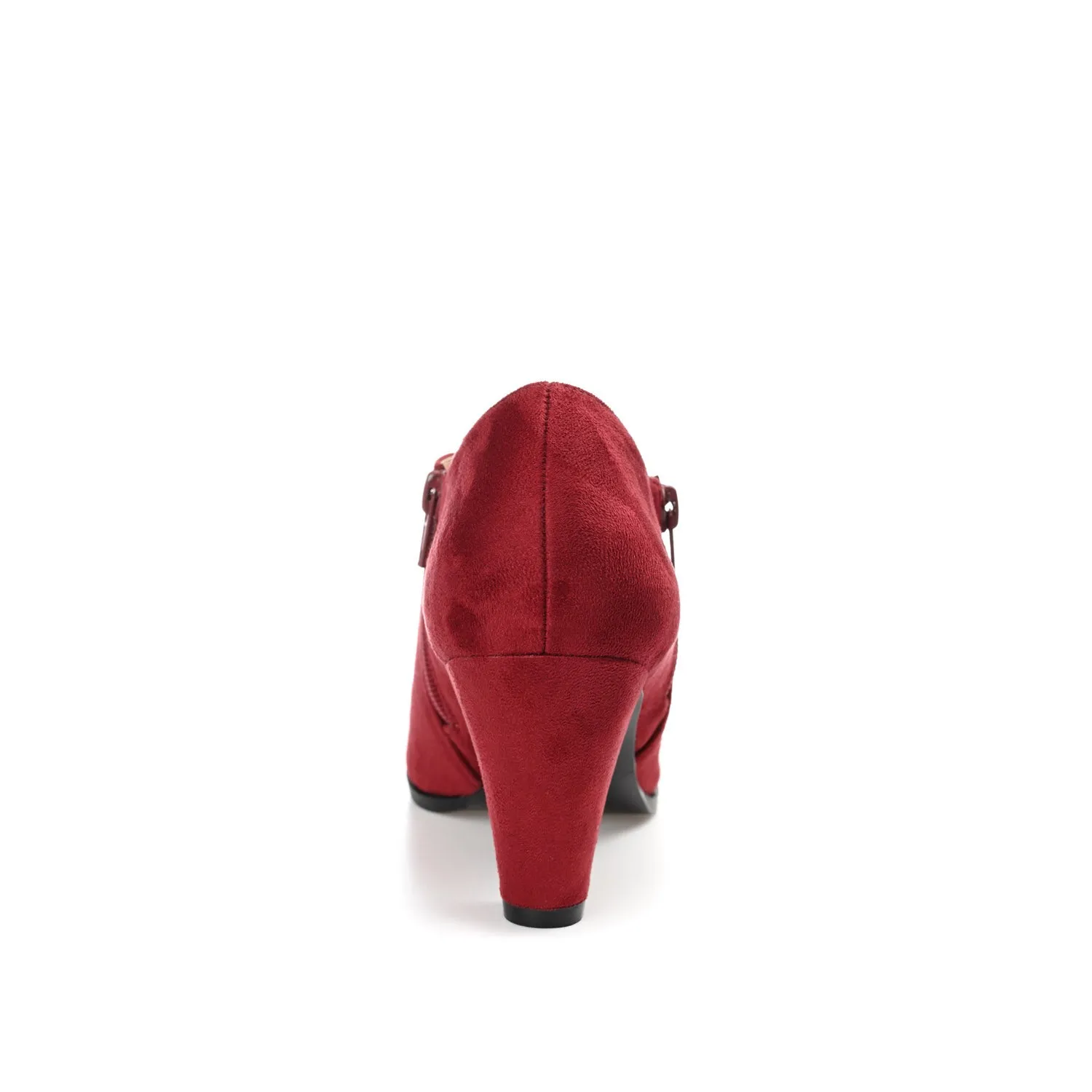 SANZI ZIP-UP BOOTIES IN FAUX SUEDE skirt pair