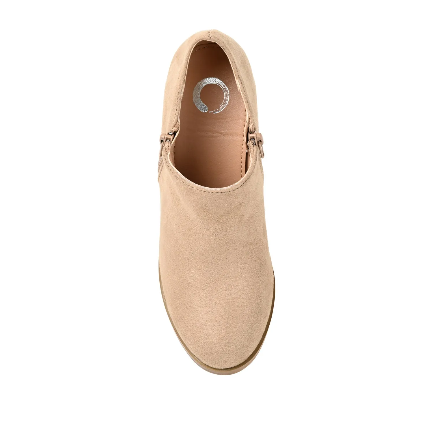 SANZI ZIP-UP BOOTIES IN FAUX SUEDE skirt pair