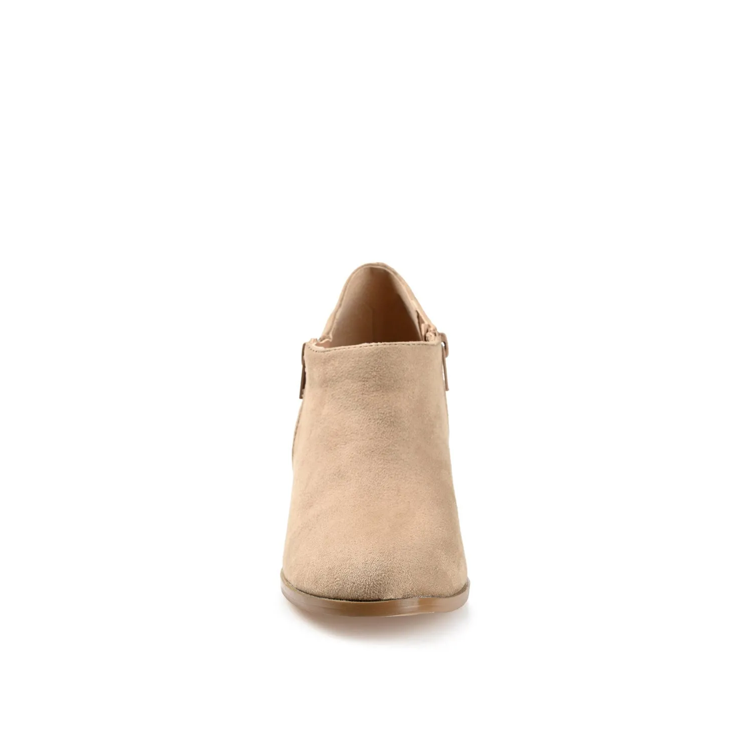 SANZI ZIP-UP BOOTIES IN FAUX SUEDE skirt pair