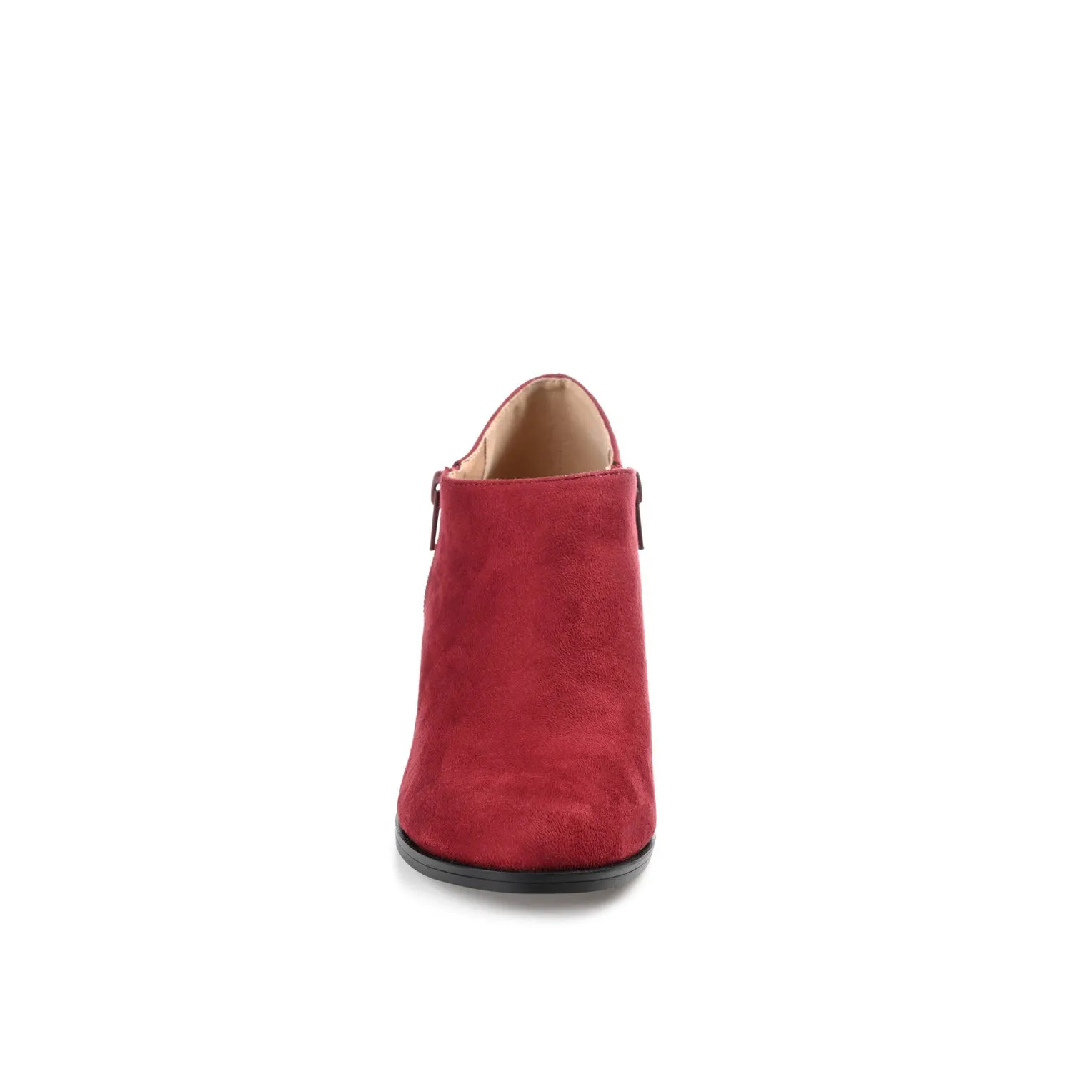 SANZI ZIP-UP BOOTIES IN FAUX SUEDE skirt pair