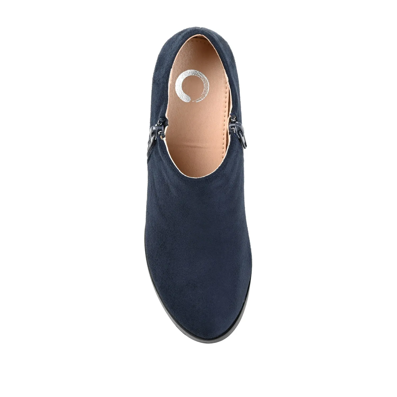 SANZI ZIP-UP BOOTIES IN FAUX SUEDE skirt pair