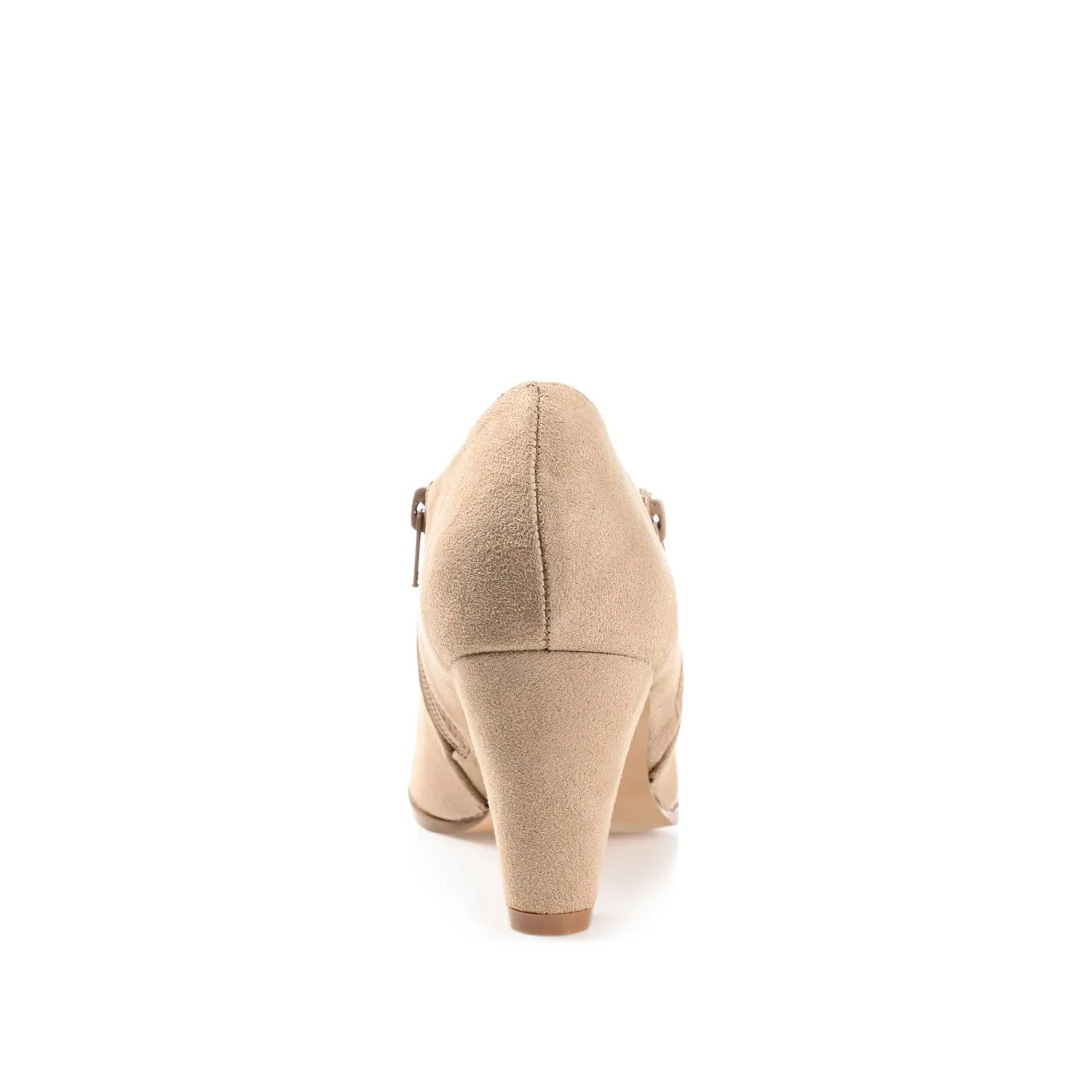 SANZI ZIP-UP BOOTIES IN FAUX SUEDE skirt pair
