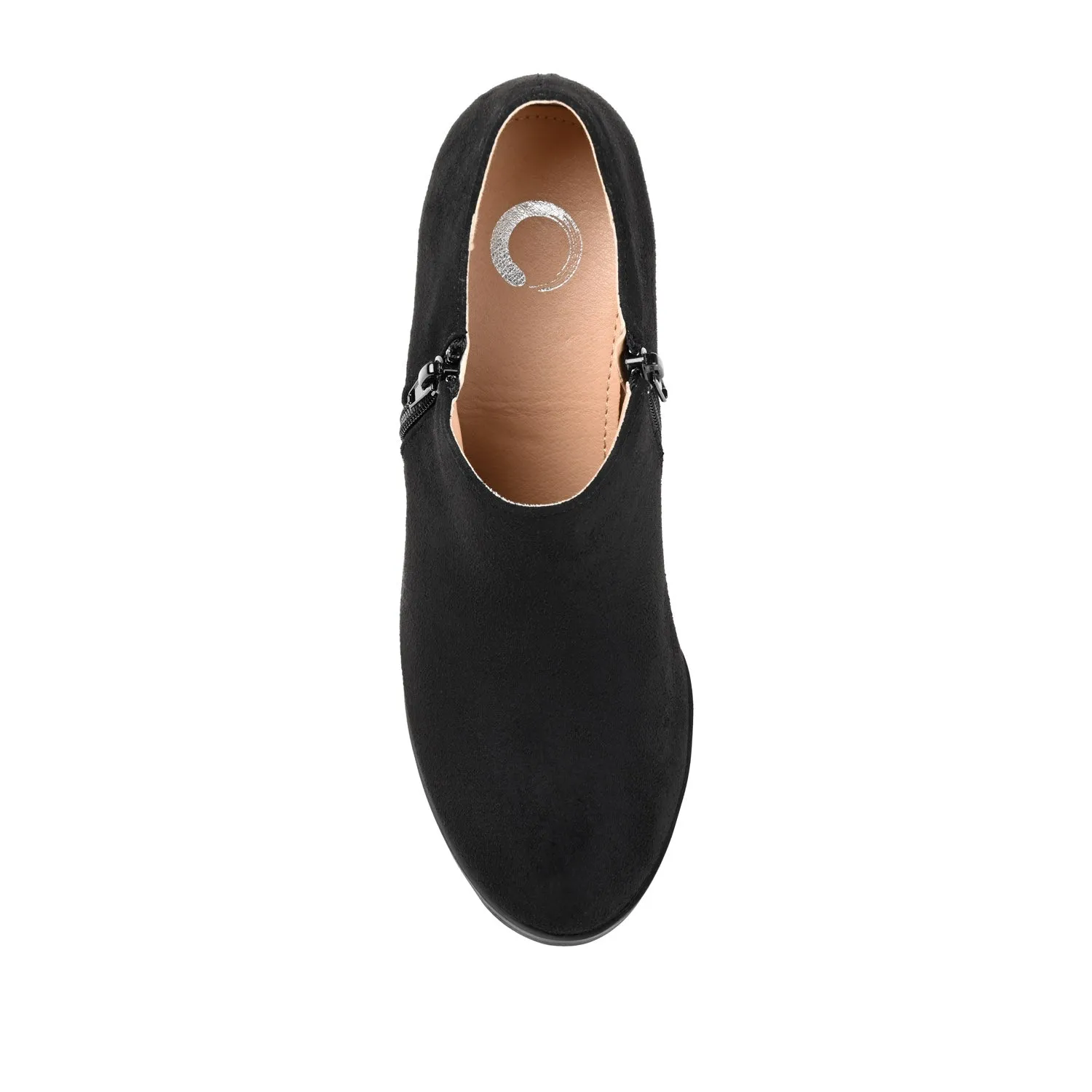 SANZI ZIP-UP BOOTIES IN FAUX SUEDE skirt pair