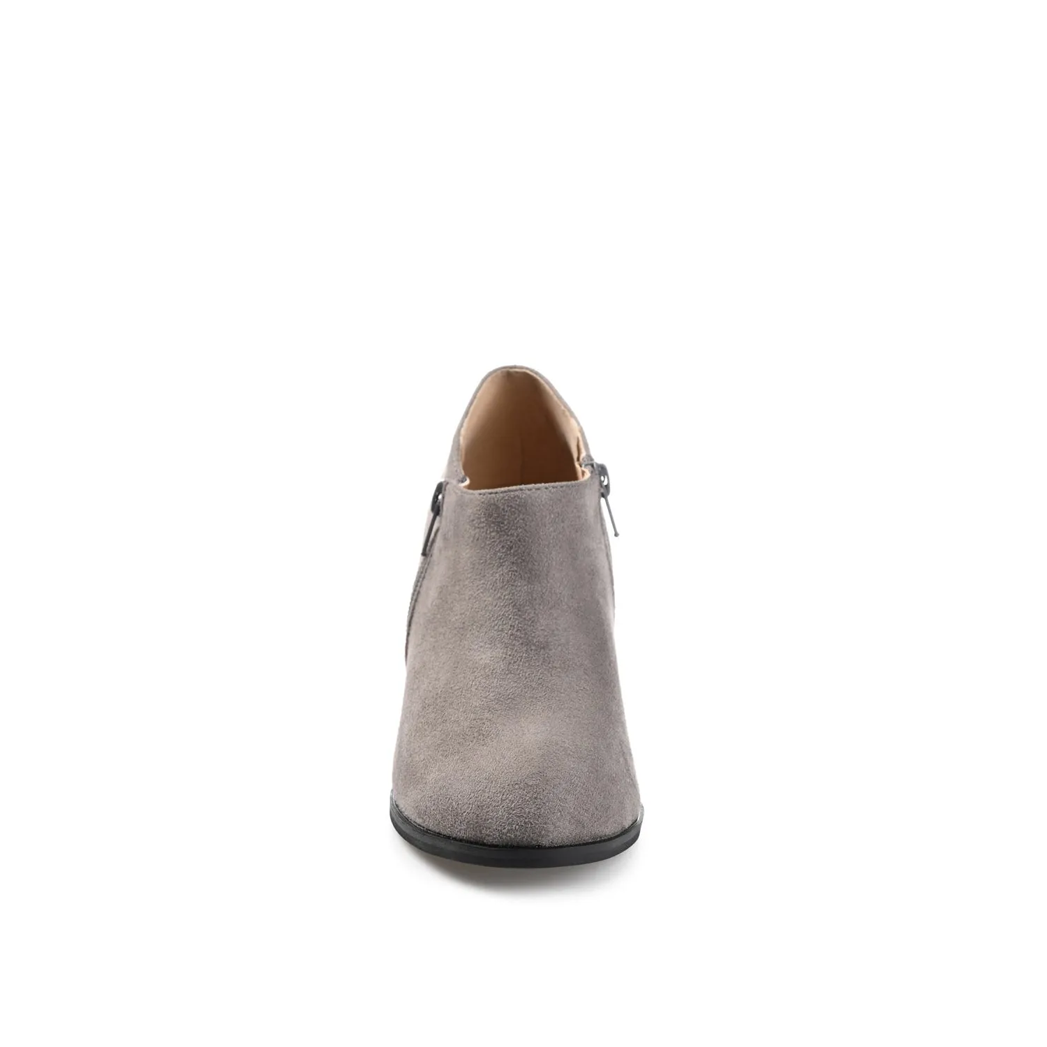 SANZI ZIP-UP BOOTIES IN FAUX SUEDE skirt pair