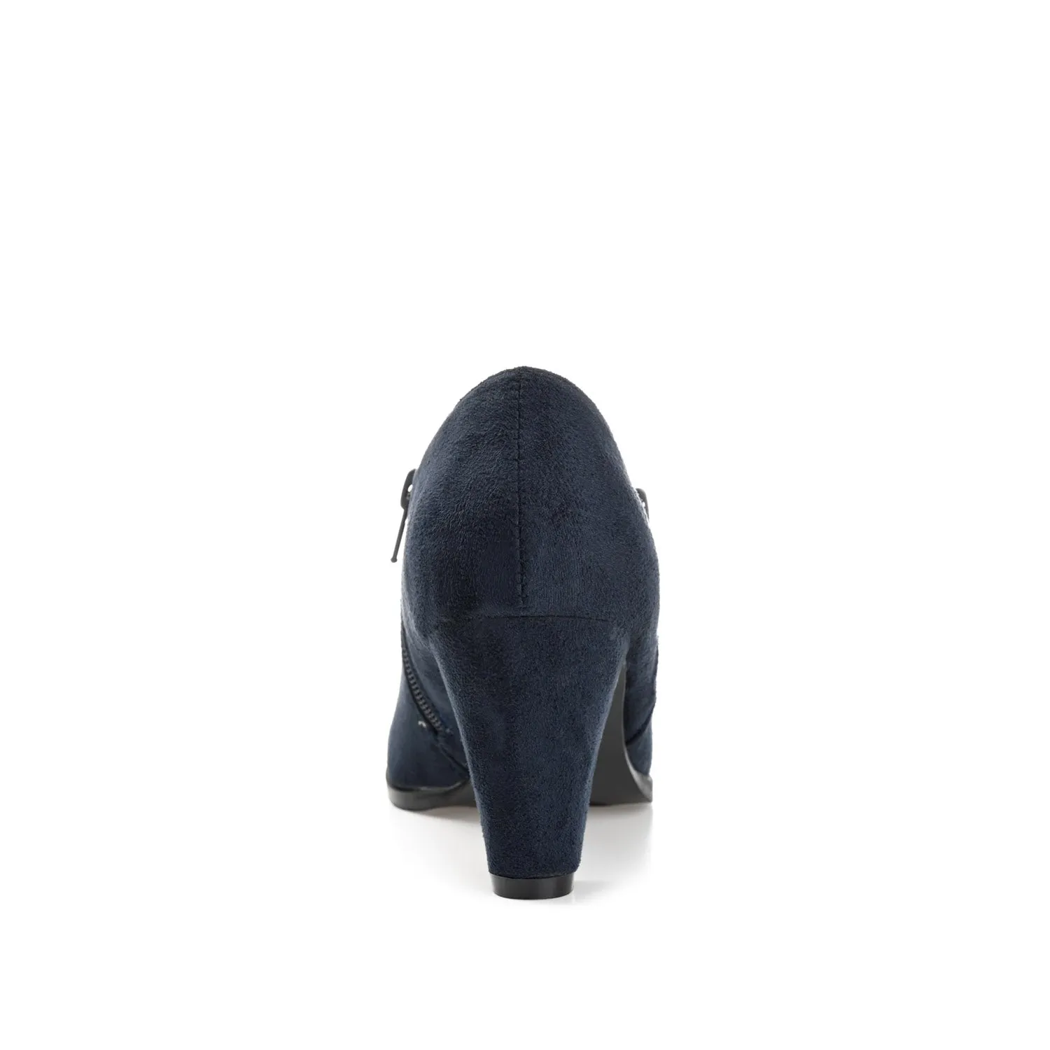 SANZI ZIP-UP BOOTIES IN FAUX SUEDE skirt pair