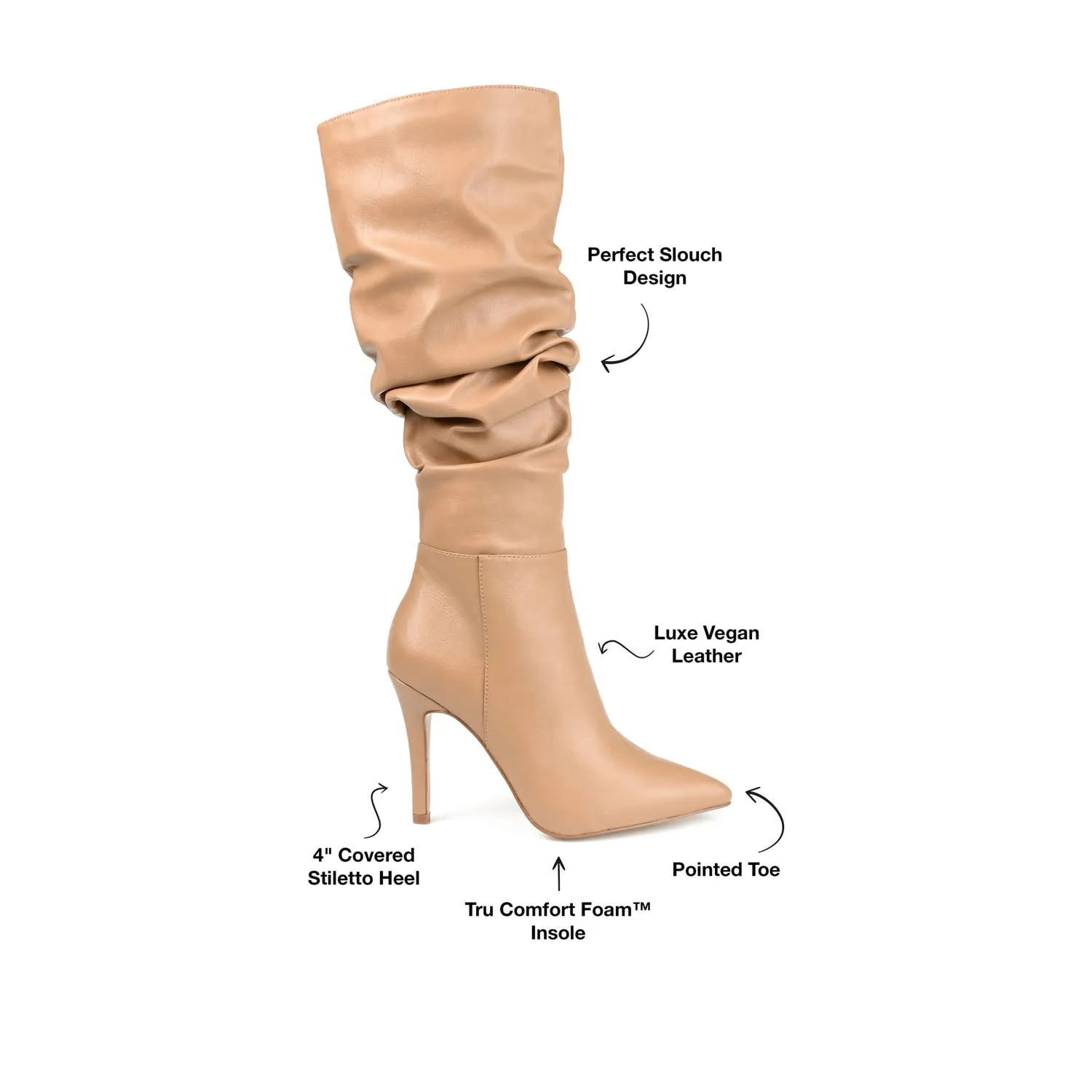 SARIE STILETTO HEELED BOOTS IN FAUX LEATHER tall leg
