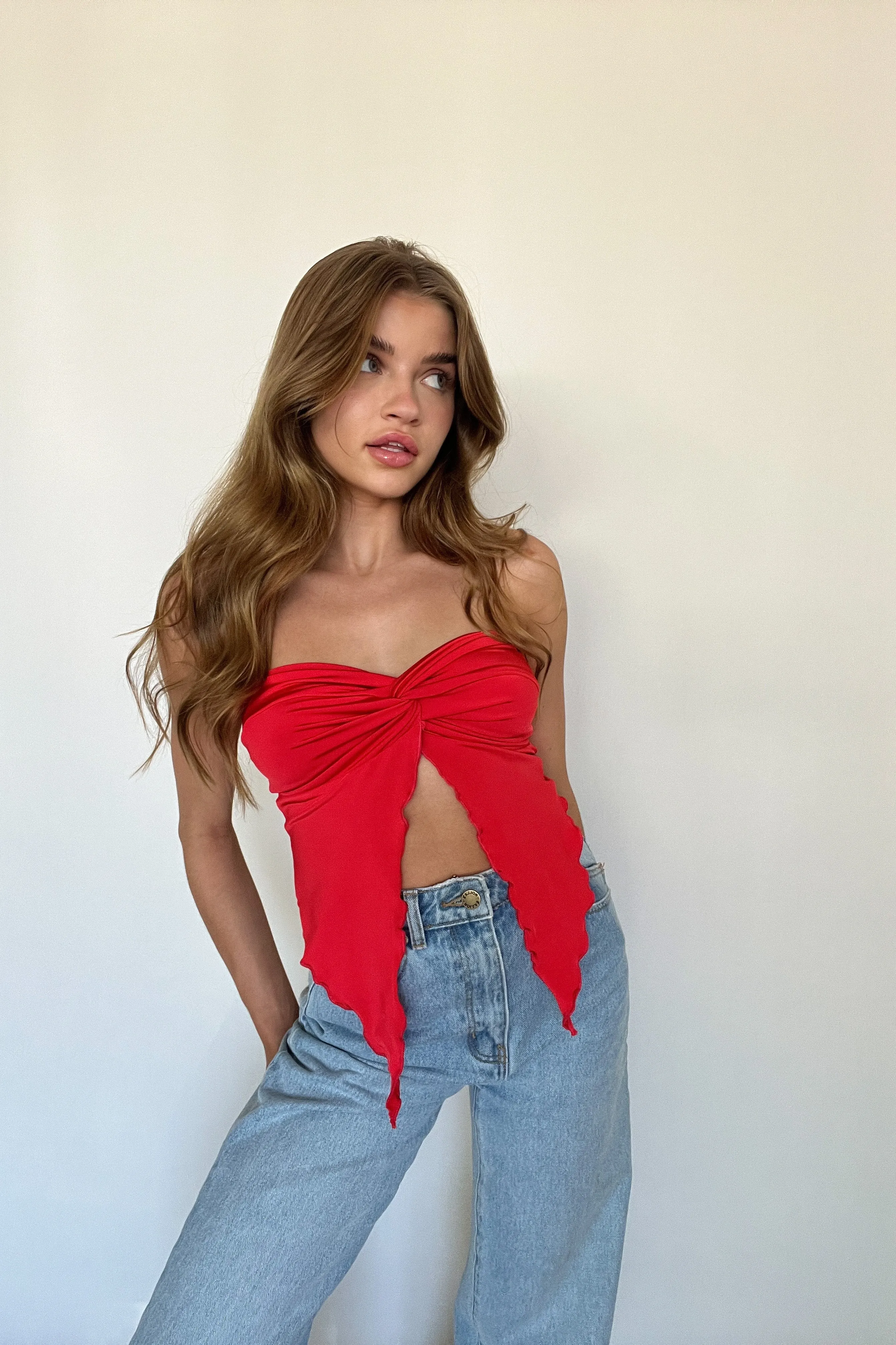 Saskia Twist Front Tube Top easy pull