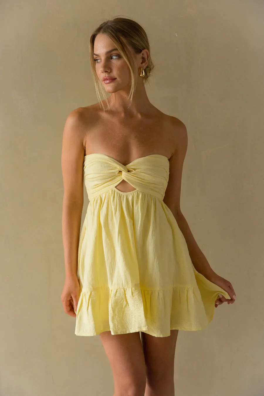 Savannah Twist Front Romper linen base
