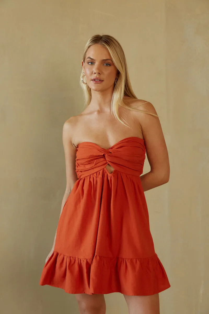 Savannah Twist Front Romper linen base