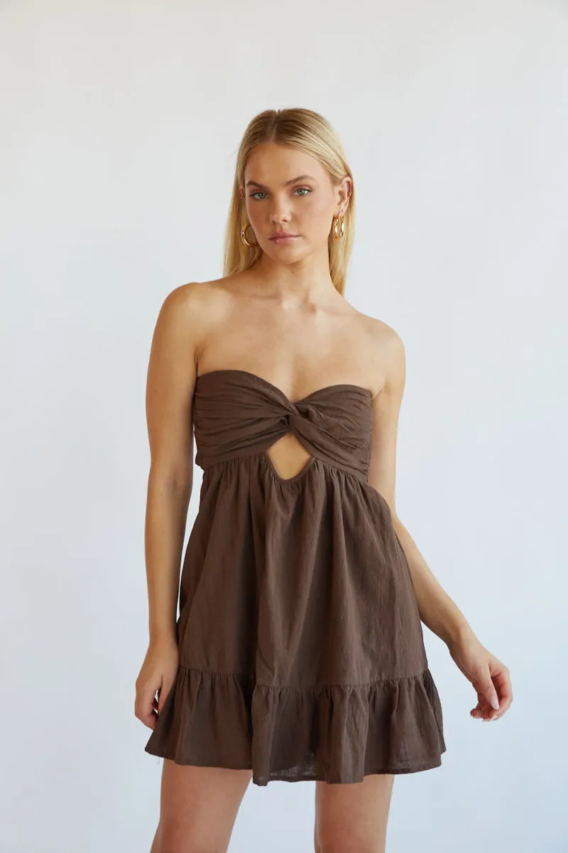 Savannah Twist Front Romper linen base
