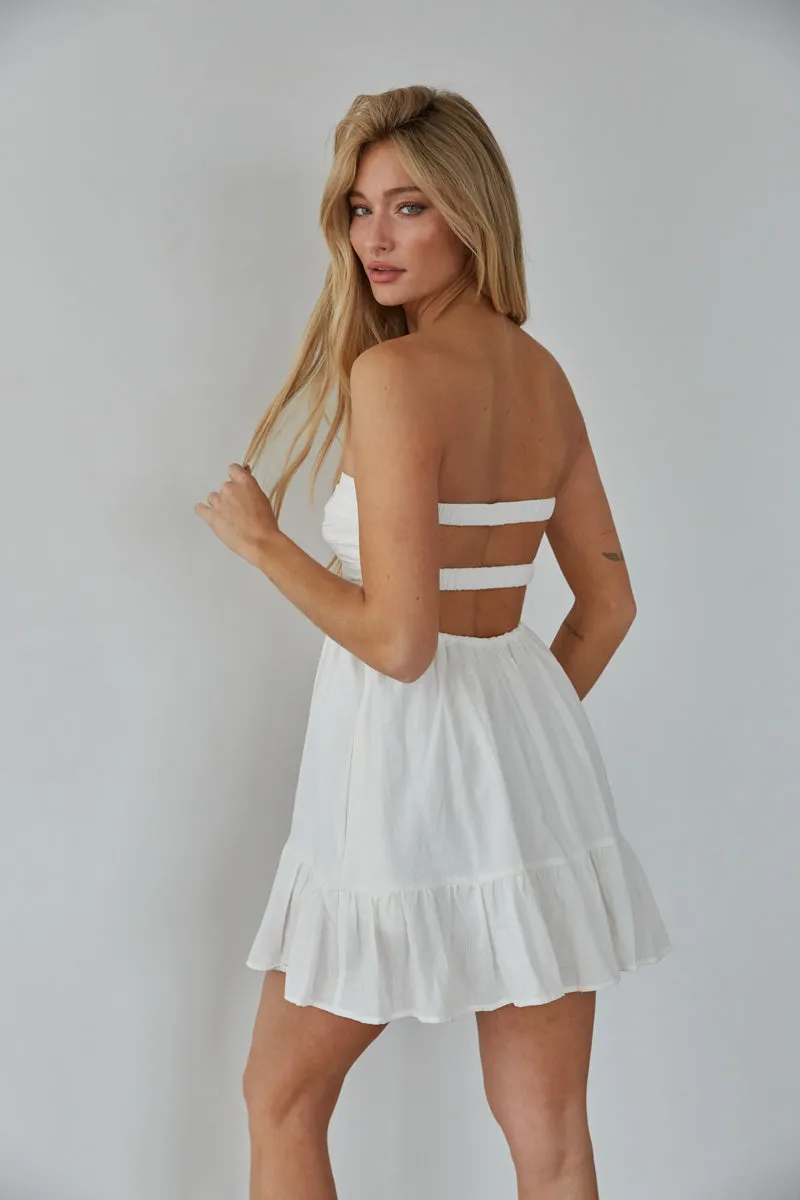 Savannah Twist Front Romper linen base