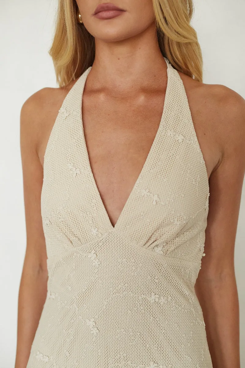 Savvy Halter Knit Maxi Dress winter layer